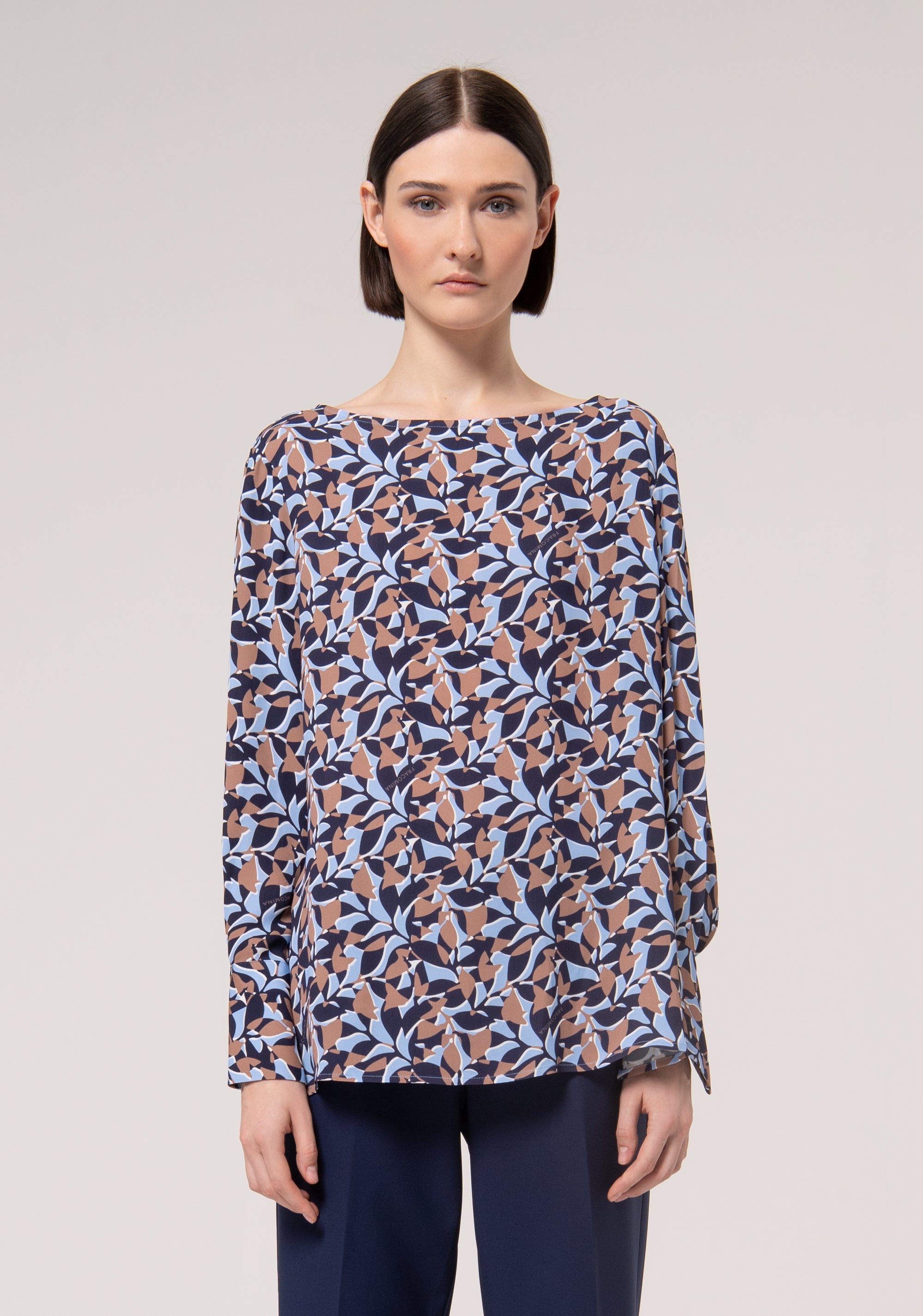 Blouse wide fit made in viscose with geometric pattern Fracomina FR24WT1004W428J3-S80-1