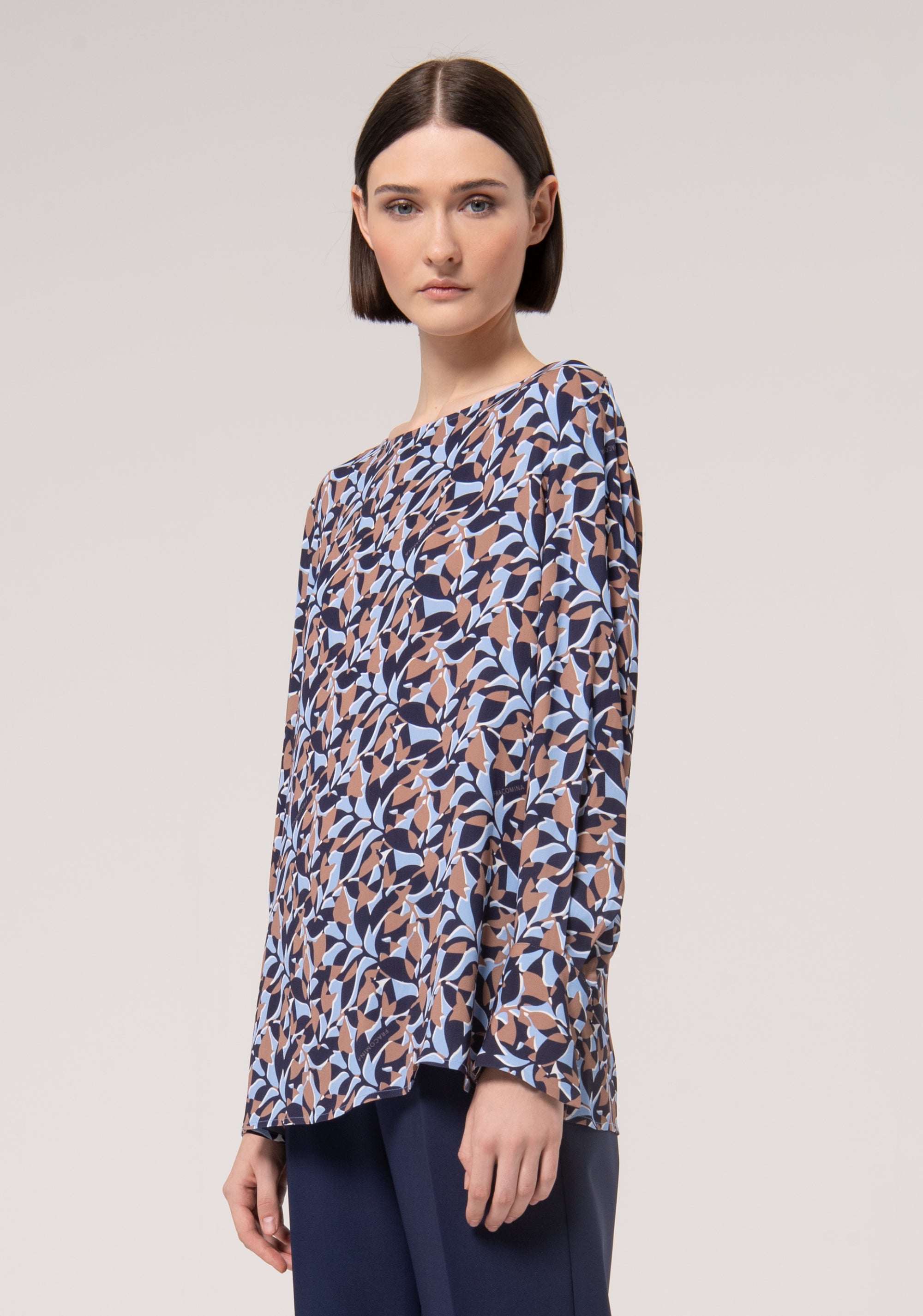 Blouse wide fit made in viscose with geometric pattern Fracomina FR24WT1004W428J3-S80-3