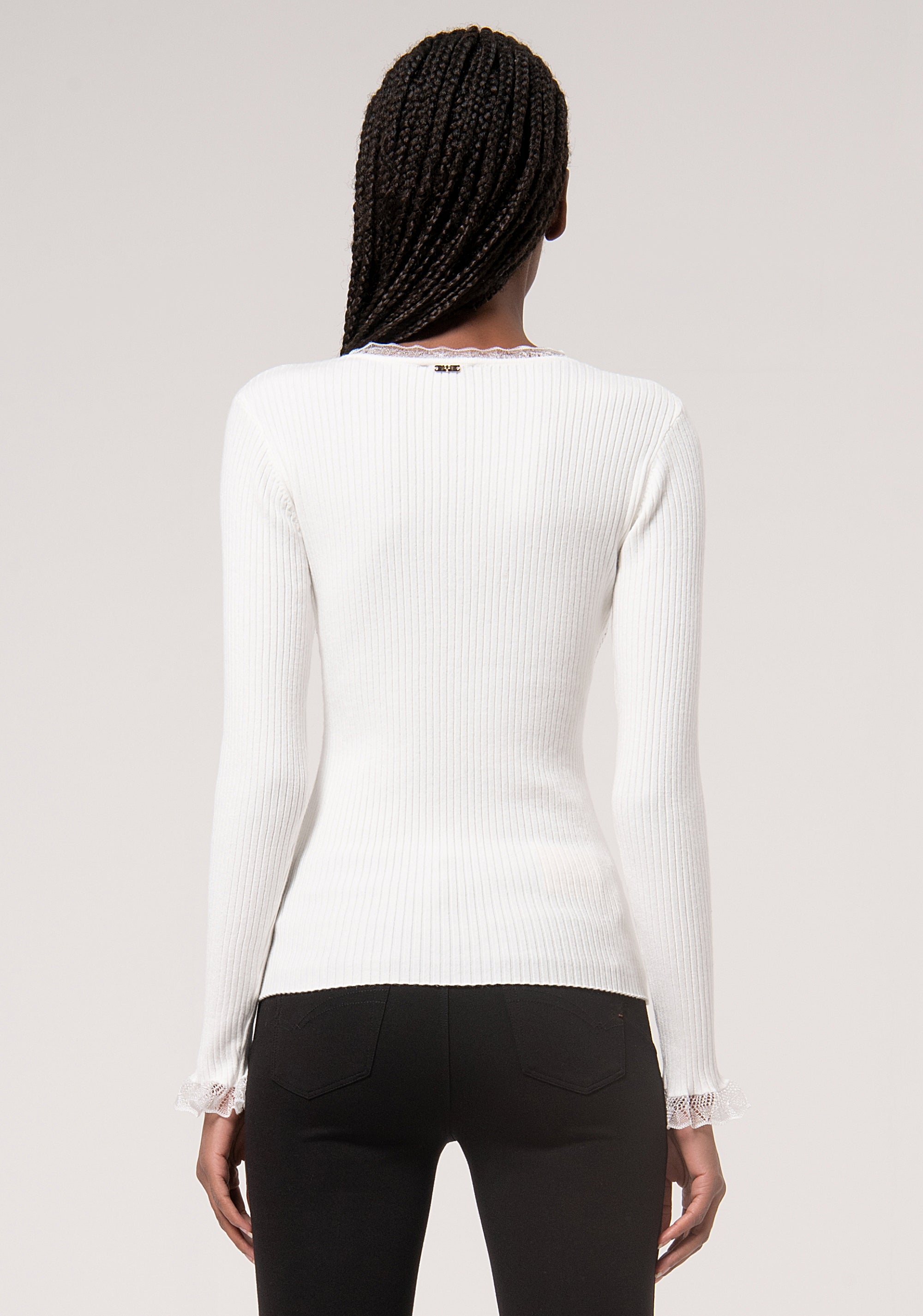 Knitwear slim fit with ribs and shiny strasses Fracomina FR24WT7009K506R9-108-4