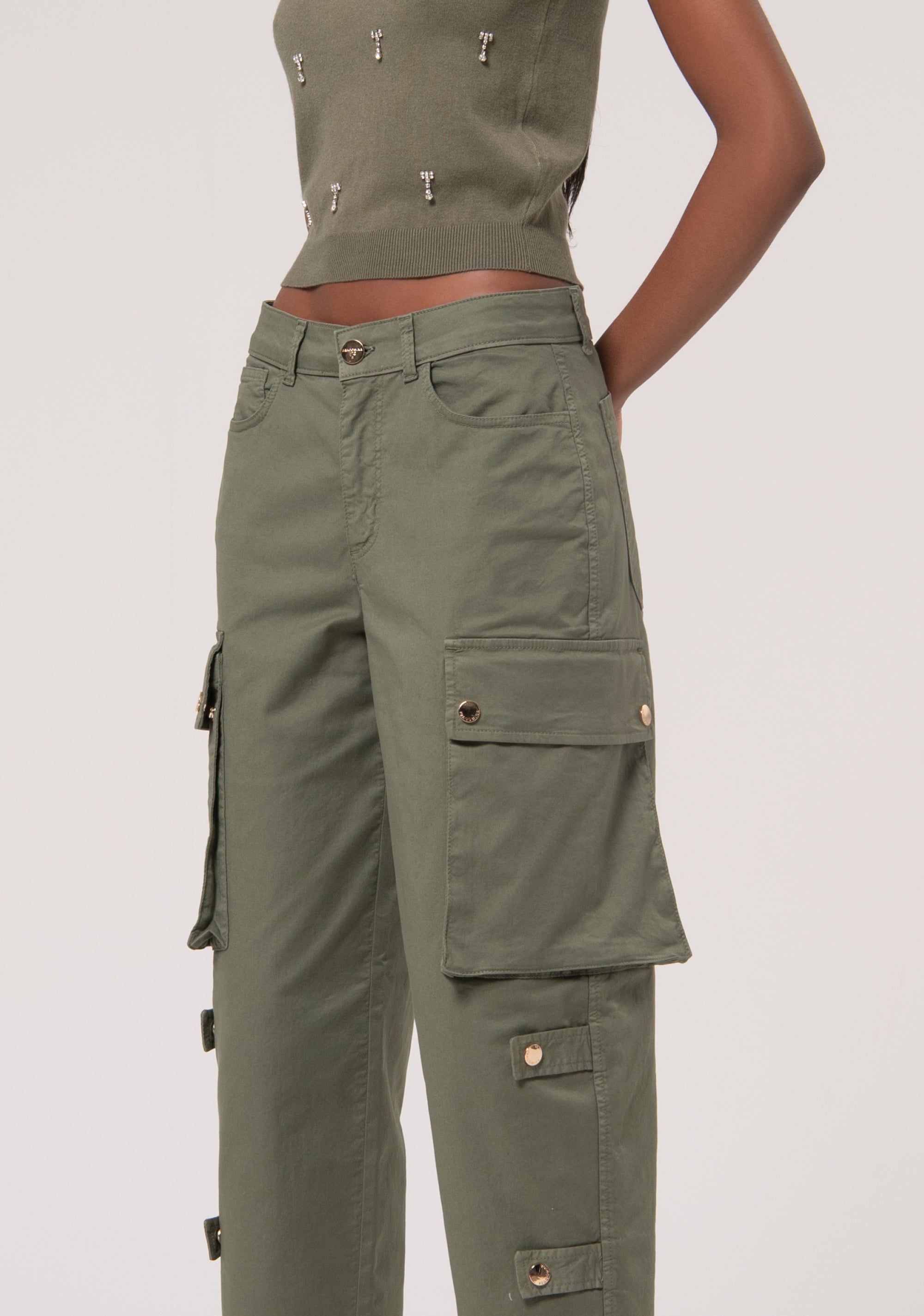 Cargo pants made in gabardine Fracomina FR24WVC011W67601-205-2