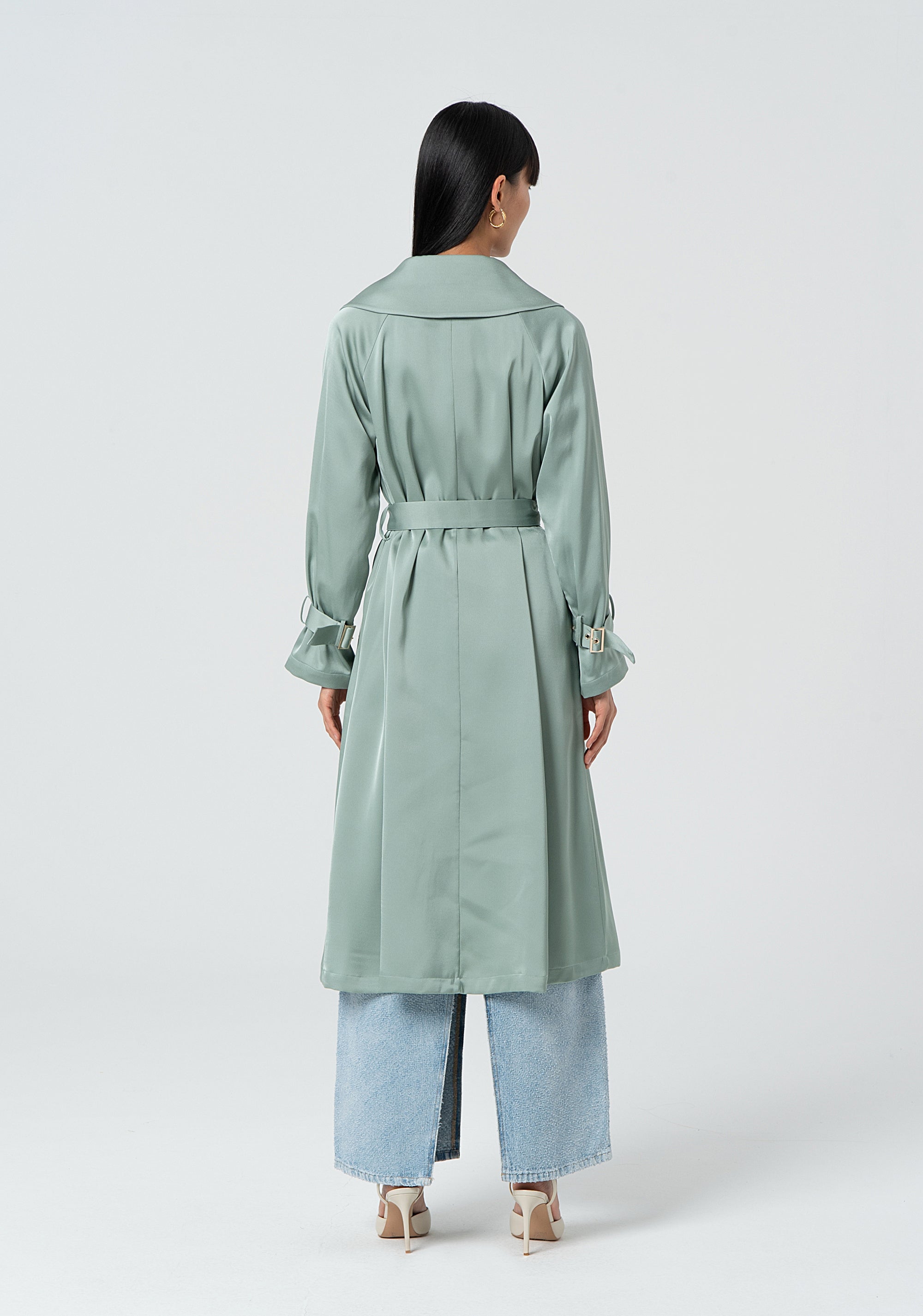 Long trench regular fit made in satin Fracomina FR25SC7004W76601-247-4