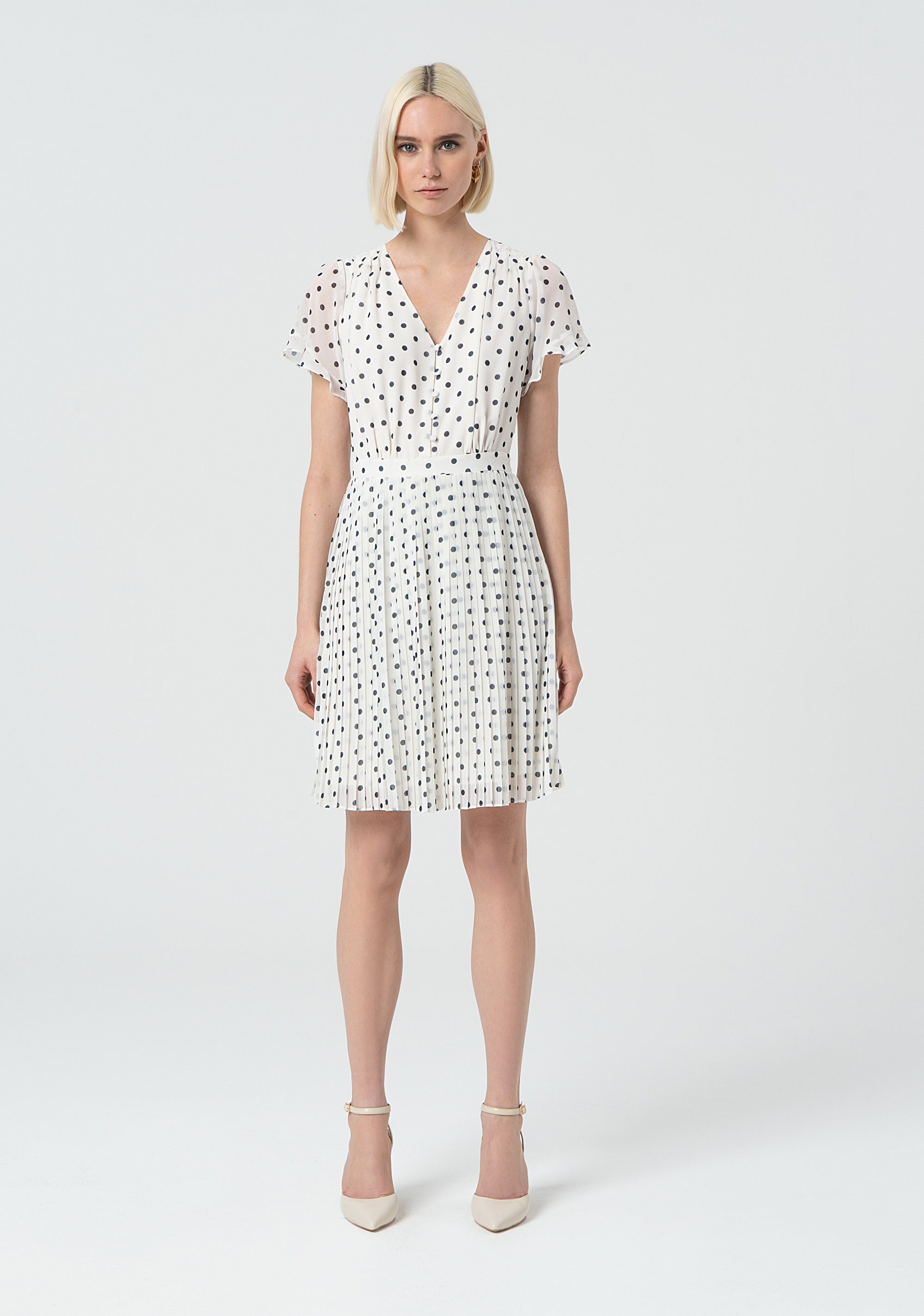 Dress regular fit middle length with polka dots pattern Fracomina FR25SD1033W412D2-A52-1