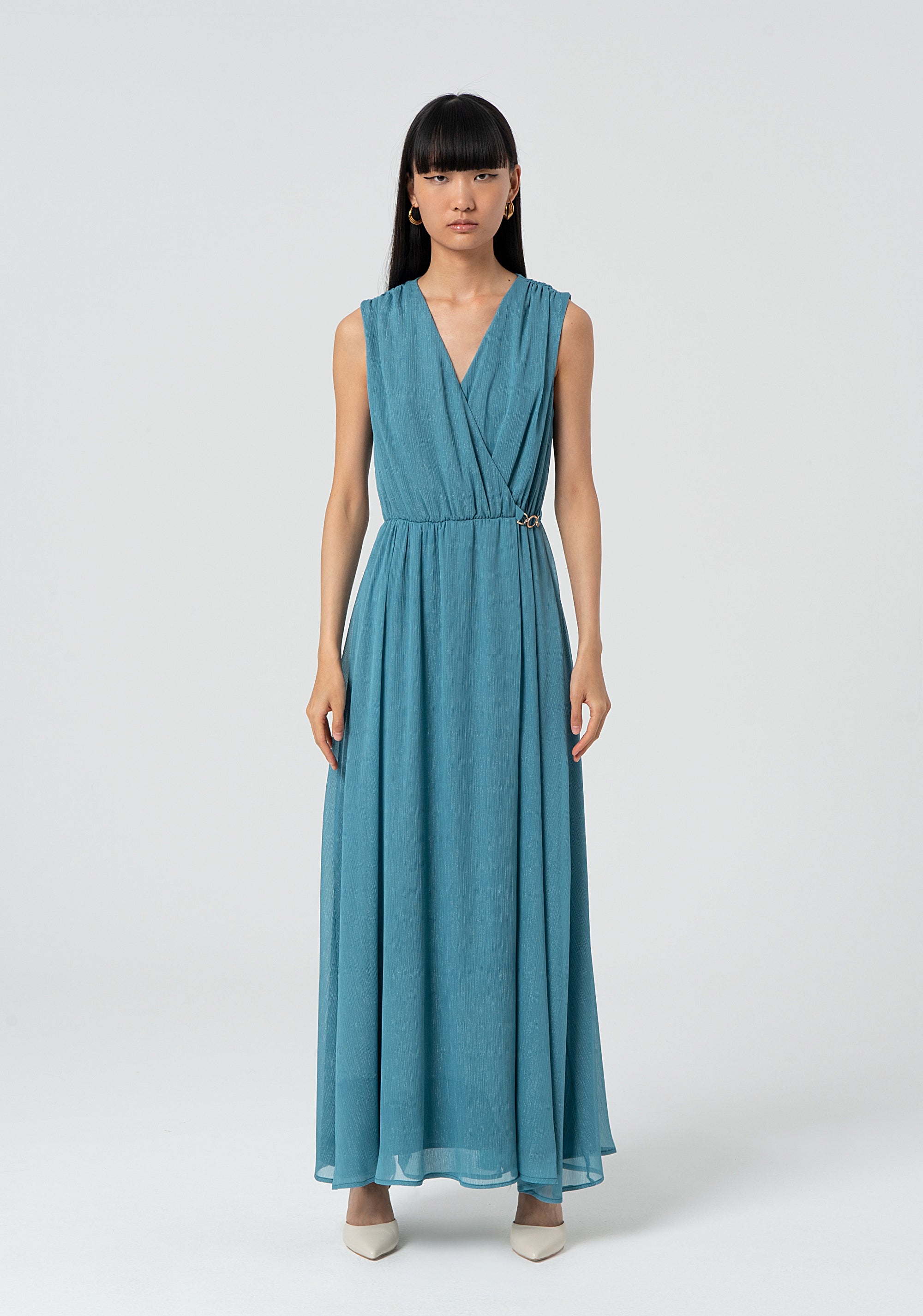 Long sleeveless dress with lurex Fracomina FR25SD3012W776Q7-Q96-1