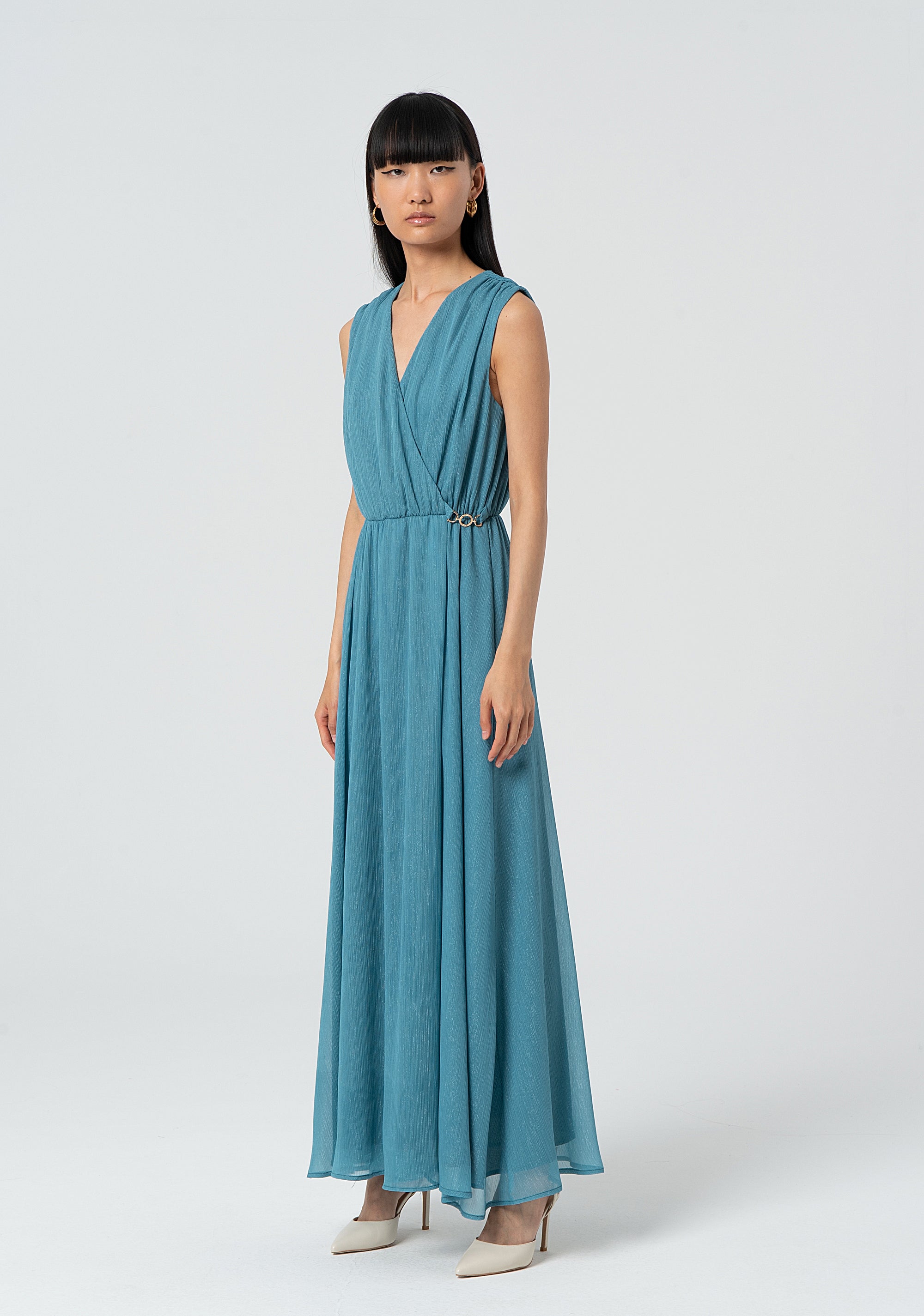 Long sleeveless dress with lurex Fracomina FR25SD3012W776Q7-Q96-3