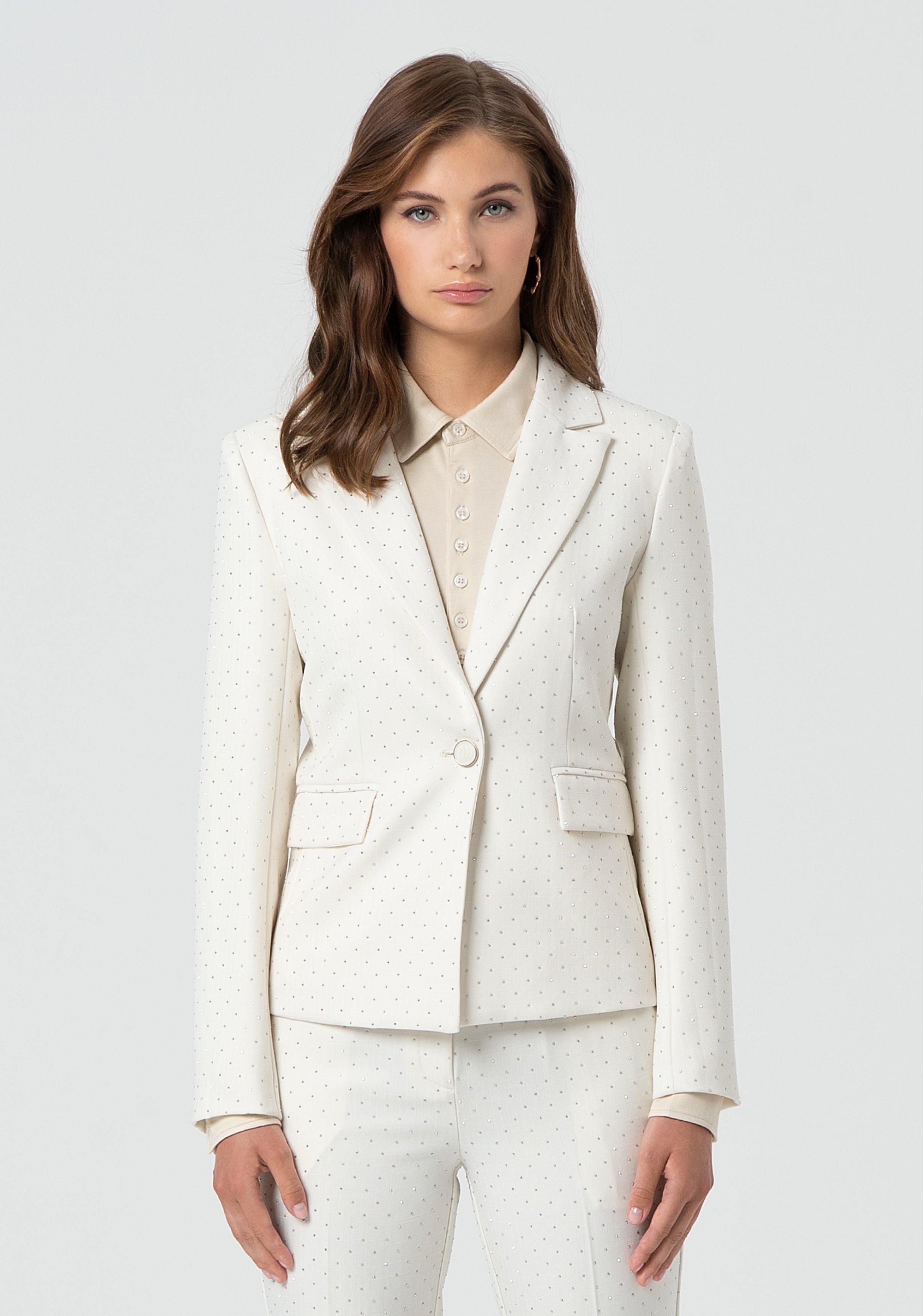 Blazer jacket regular fit single breasted with strasses FR25SJ1001W763R9-108 Fracomina