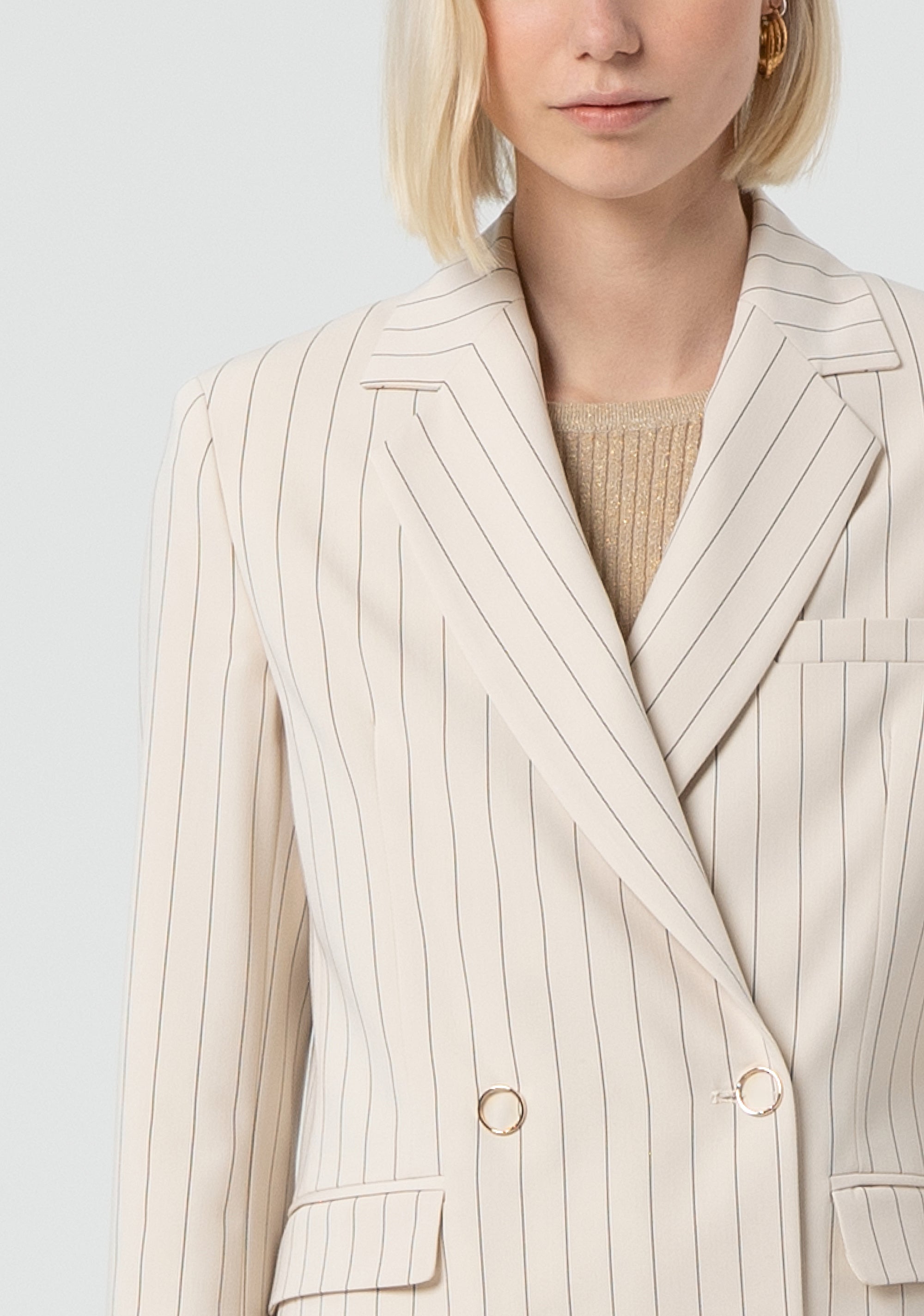 Blazer jacket regular fit double breasted made in pinstriped fabric Fracomina FR25SJ3003W761D4-108-2