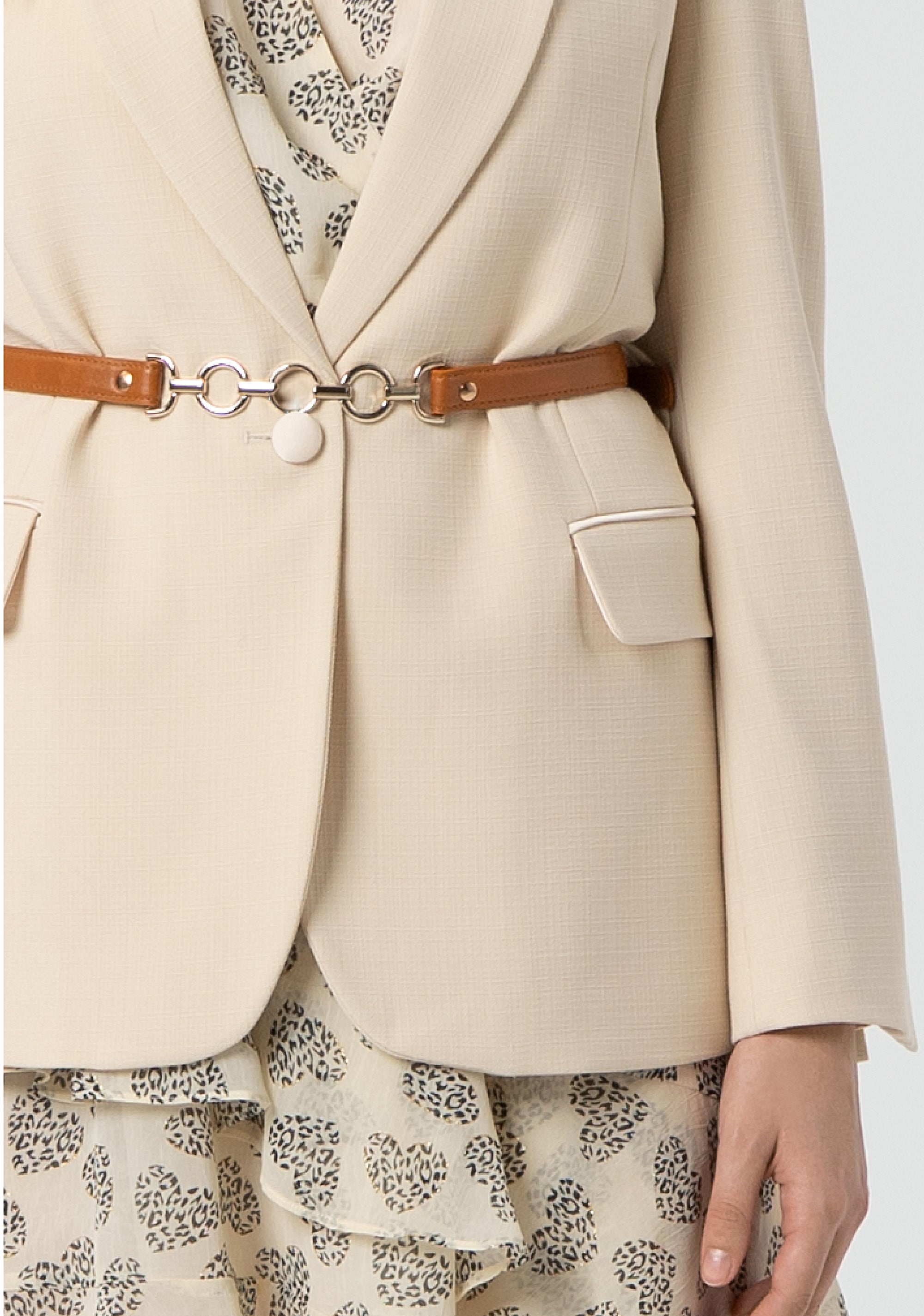 Blazer jacket regular fit single breasted with paired belt Fracomina FR25SJ3005W76201-251-2