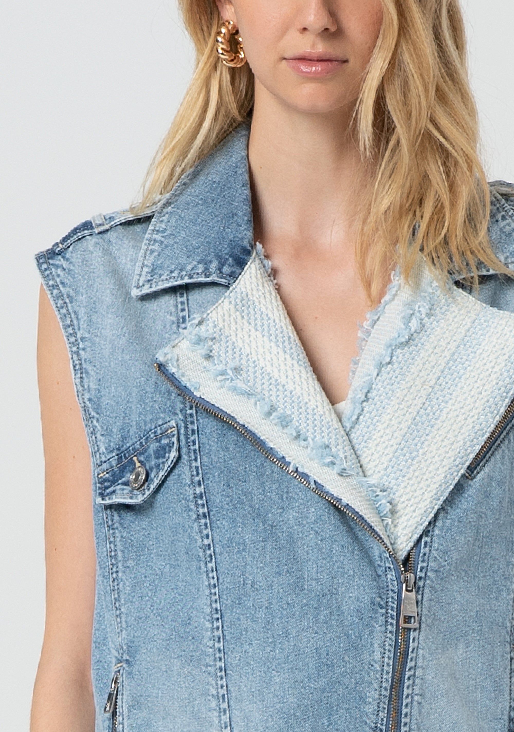 Gilet regular fit made in denim with bleached wash Fracomina FR25SJ5010D450S9-337-2