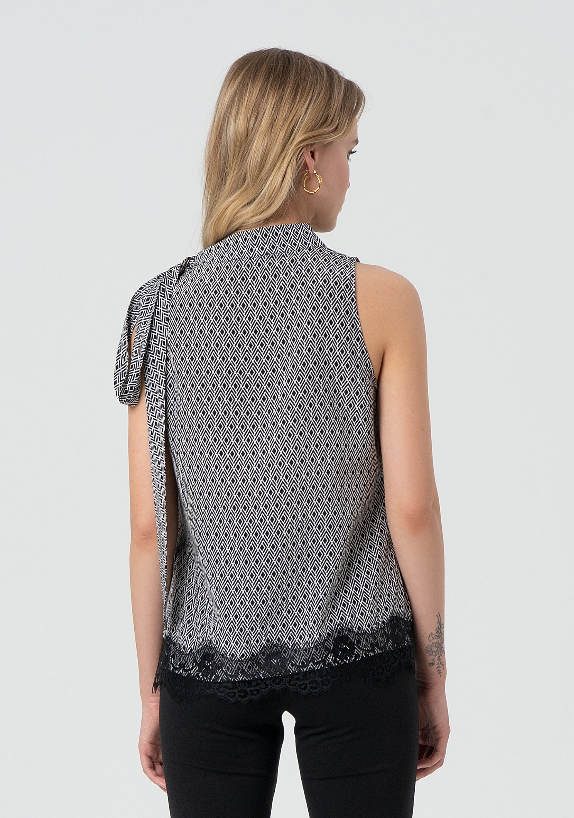 Tank top with geometrical pattern Fracomina FR25ST2022W413O9-060-4