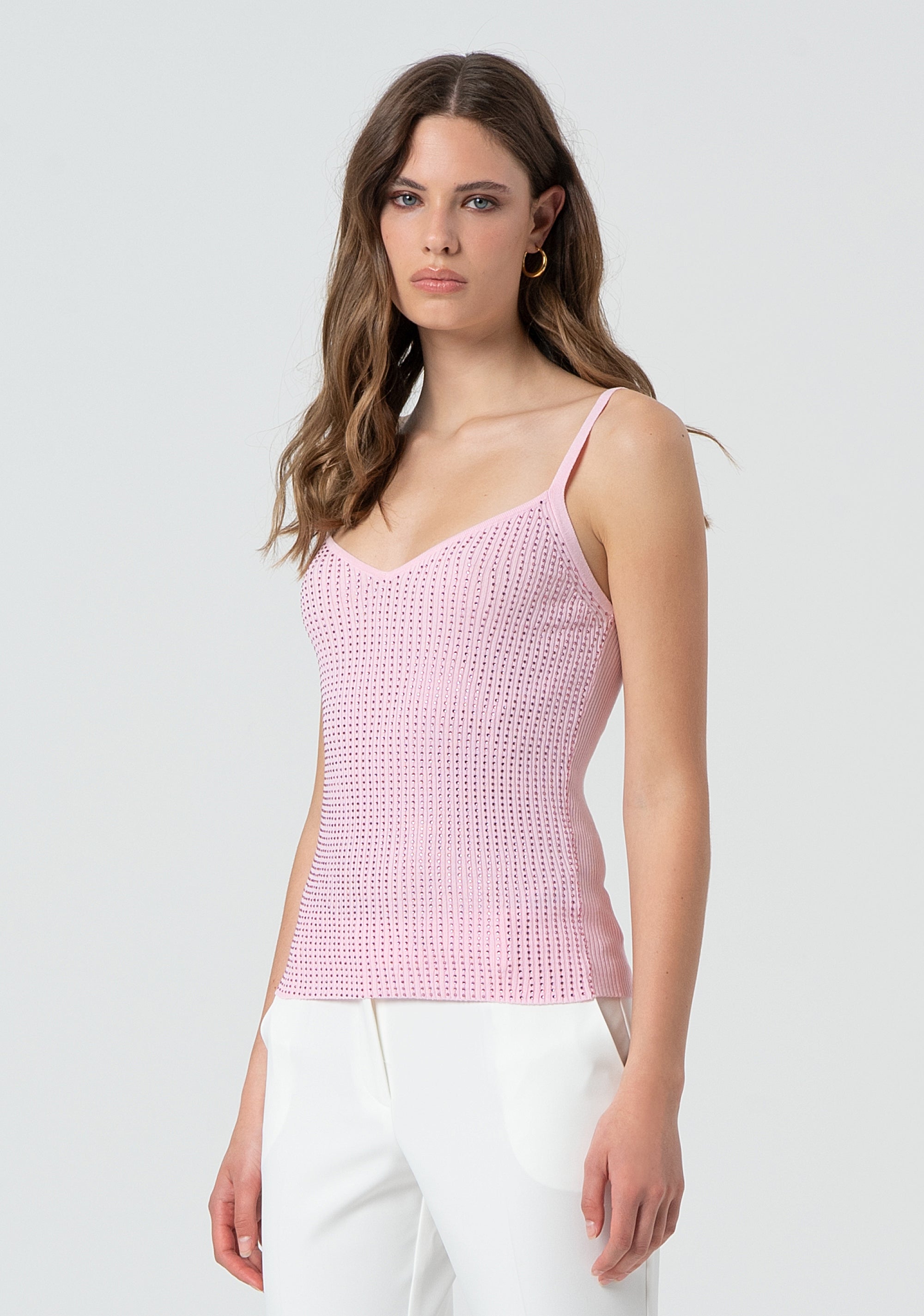 Knitted tank top with strasses Fracomina FR25ST4006K410J9-238-3