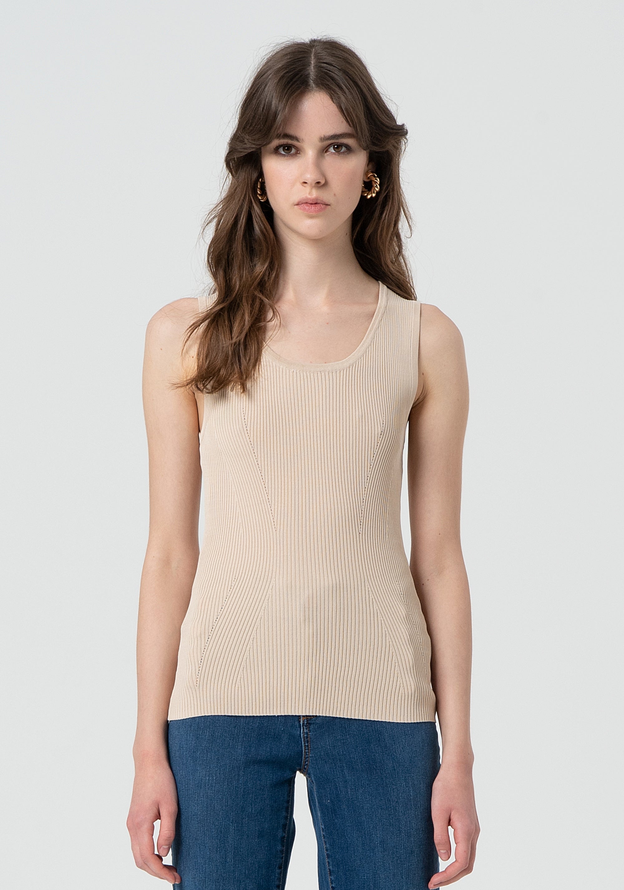 Knitted tank top with ribs Fracomina FR25ST4008K42101-251-1_179a3e33-bb80-4c0f-946e-ff8196d7dcda