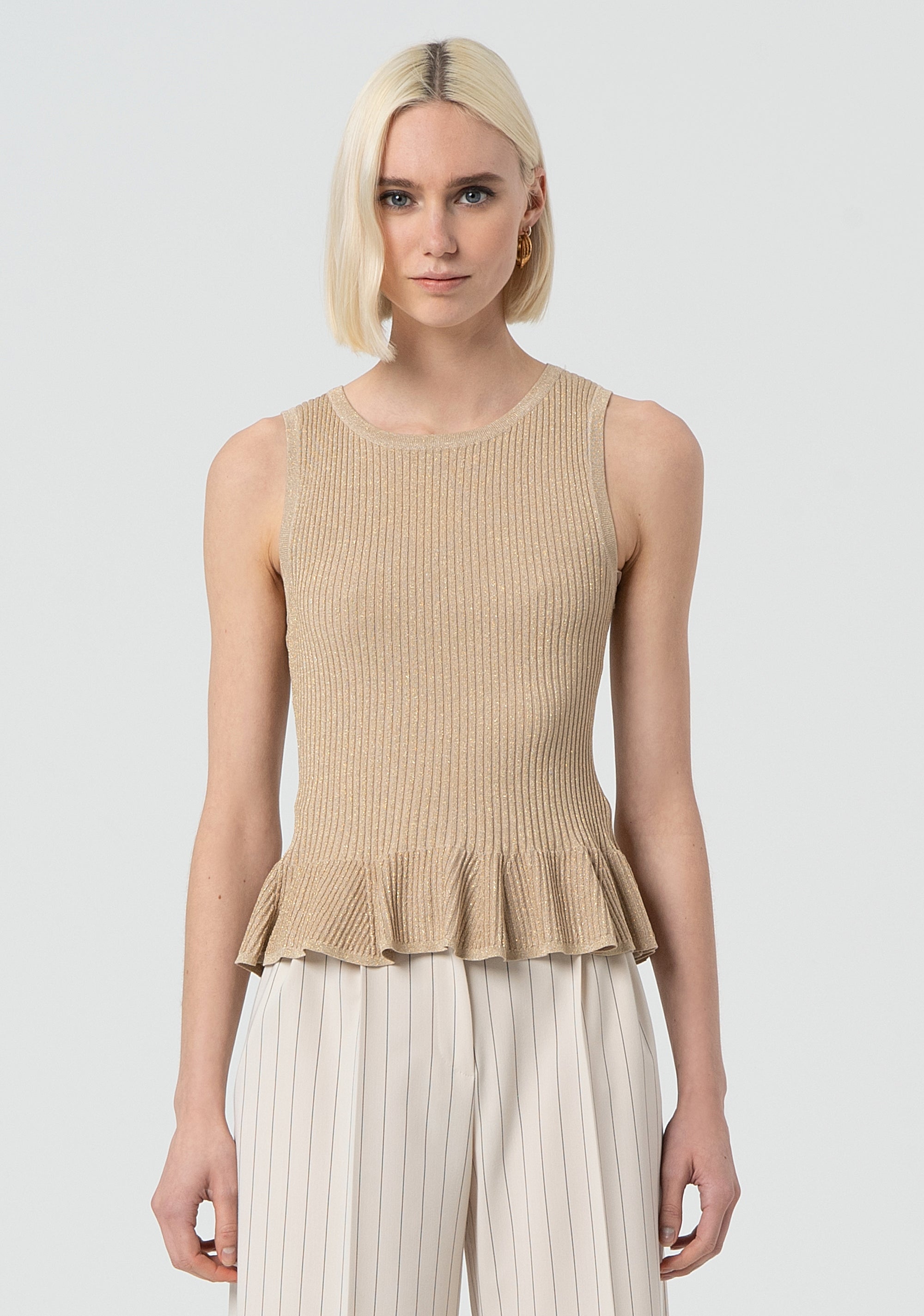 Knitted tank top with ribs and lurex Fracomina FR25ST4009K414Q7-L31-1