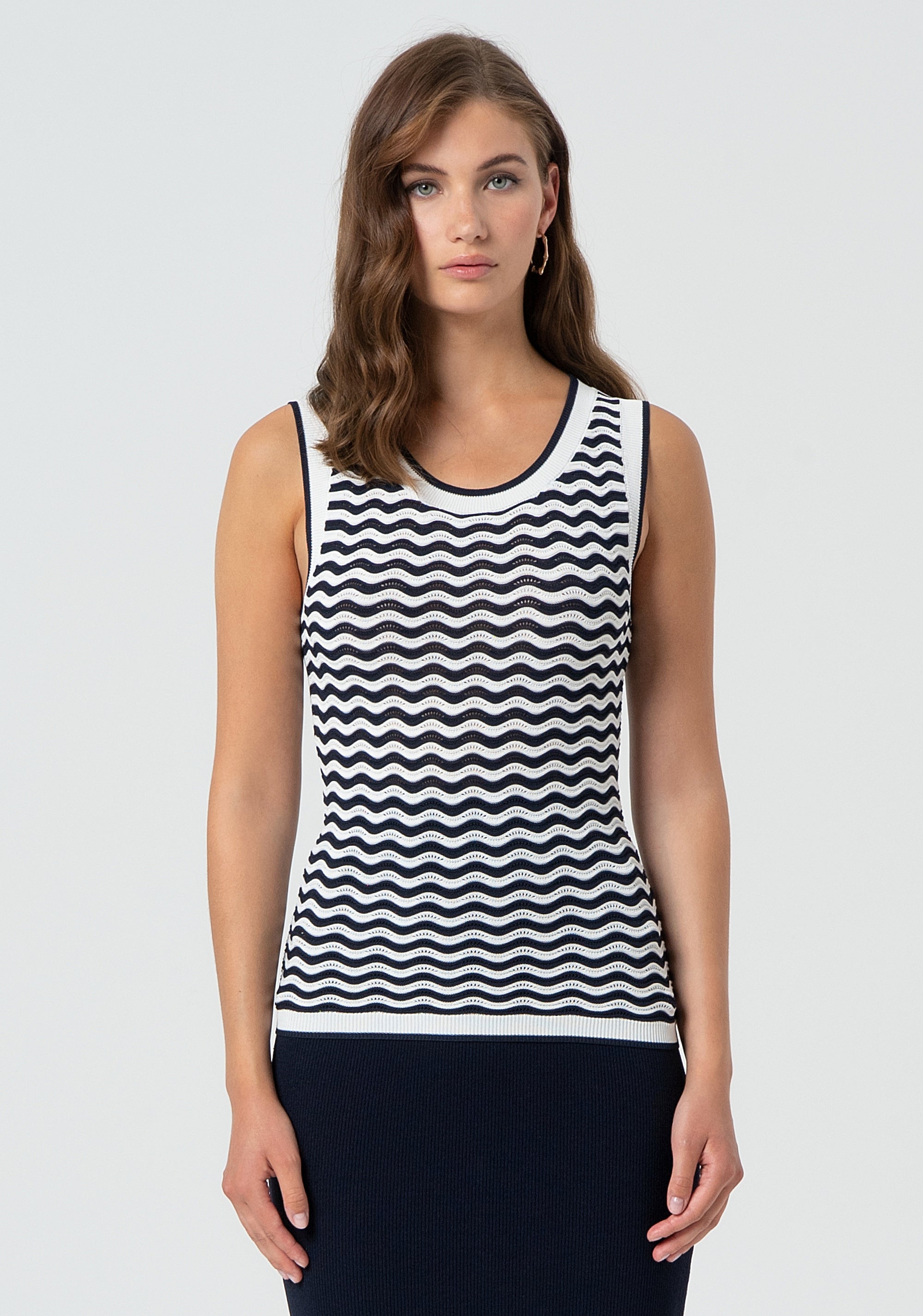 Knitted tank top tight fit with stripes Fracomina FR25ST4013K42101-957-1