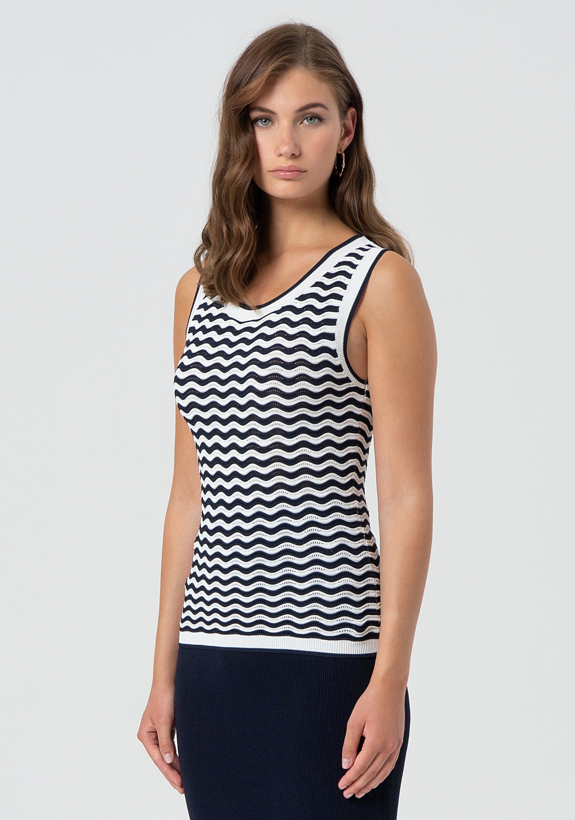 Knitted tank top tight fit with stripes Fracomina FR25ST4013K42101-957-3