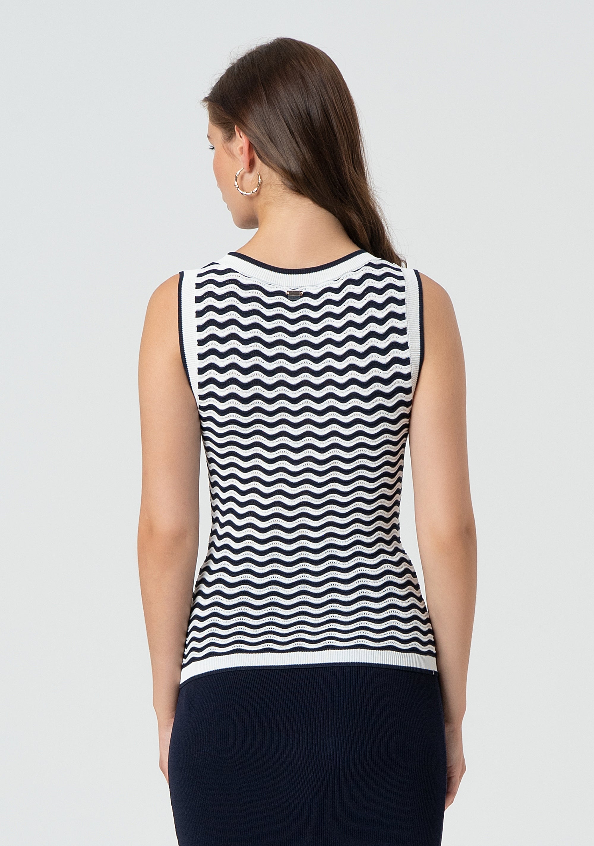 Knitted tank top tight fit with stripes Fracomina FR25ST4013K42101-957-4