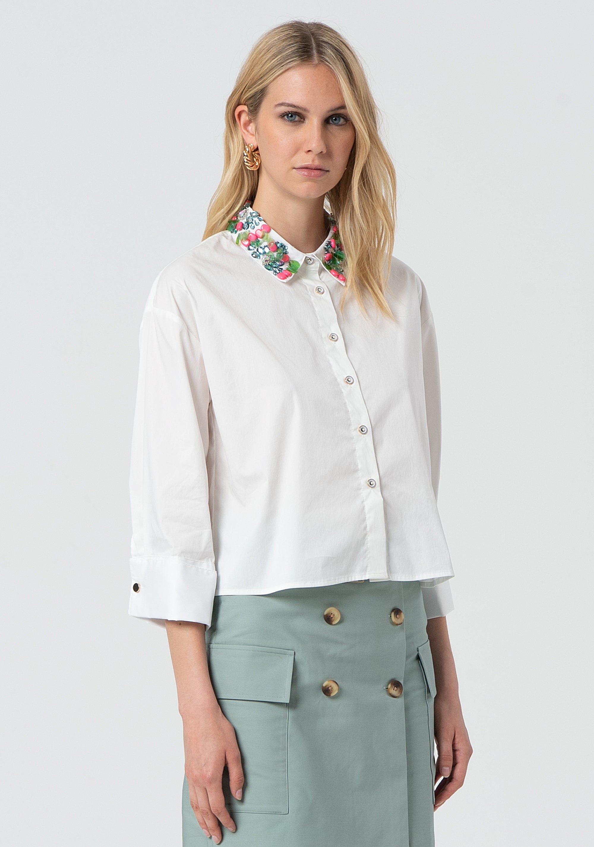 Shirt cropped made in popeline Fracomina FR25ST6010W520R9-278-3