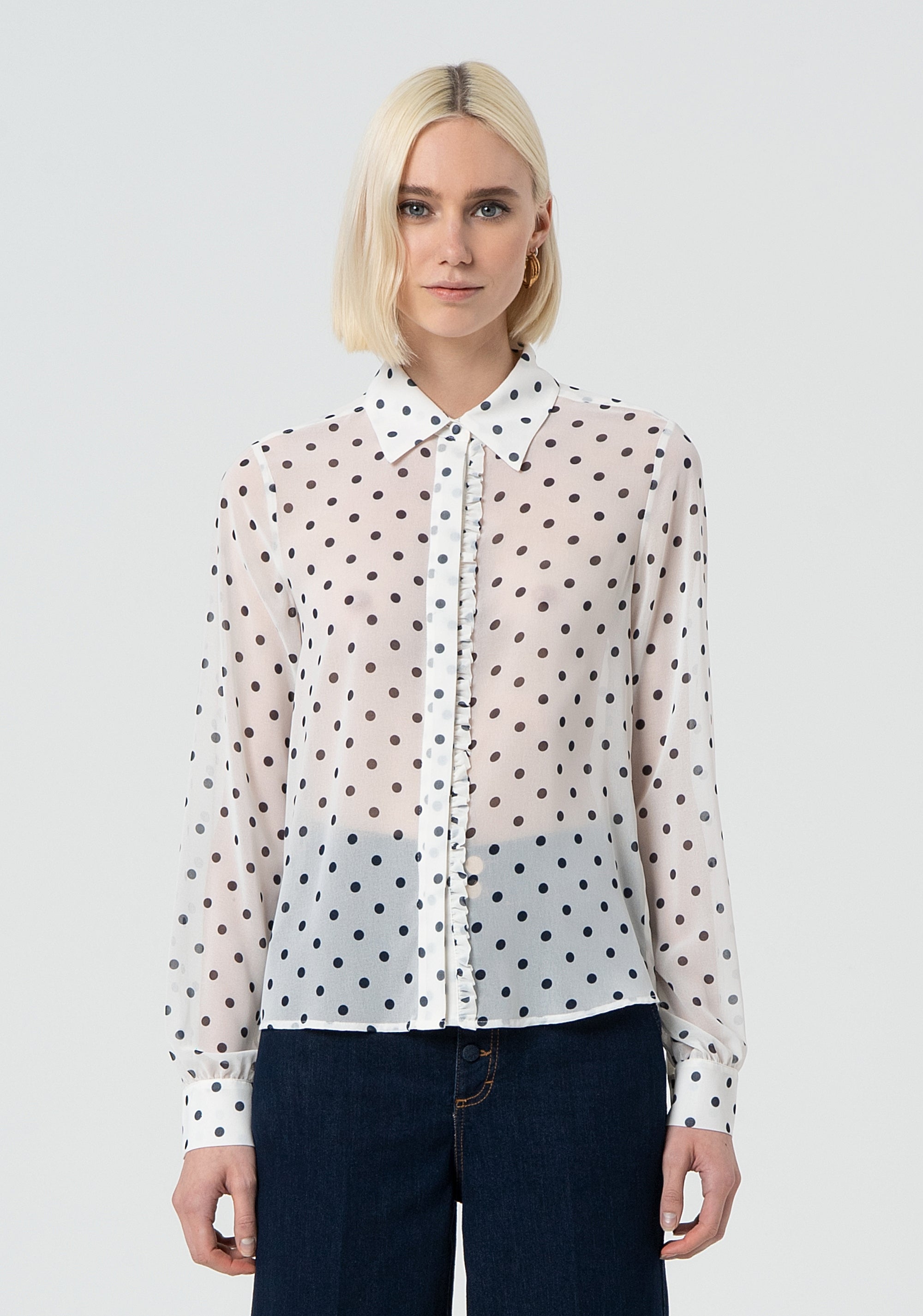 Shirt regular fit made in georgette with polka dots pattern Fracomina FR25ST6015W412D2-A52-1