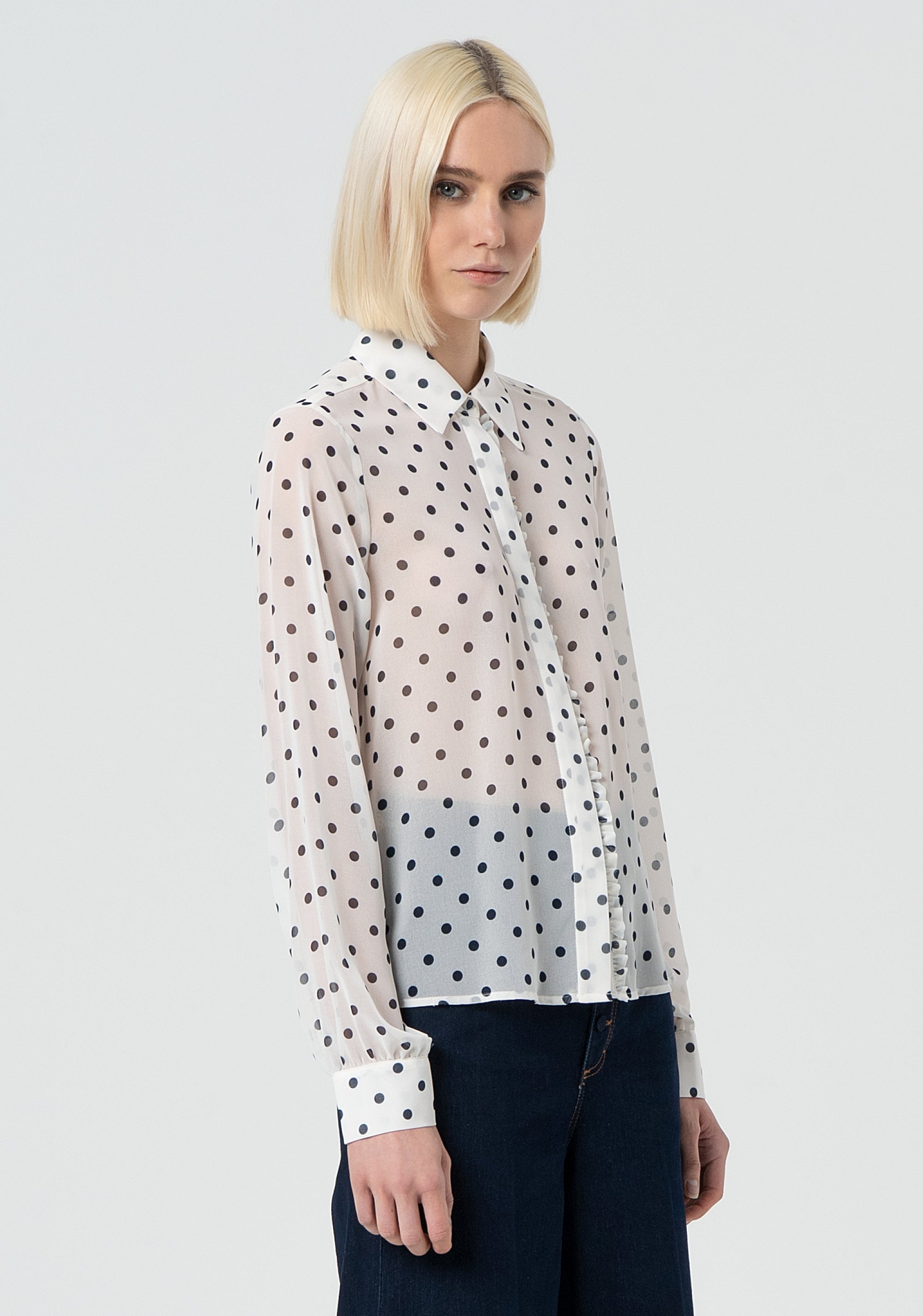 Shirt regular fit made in georgette with polka dots pattern Fracomina FR25ST6015W412D2-A52-3