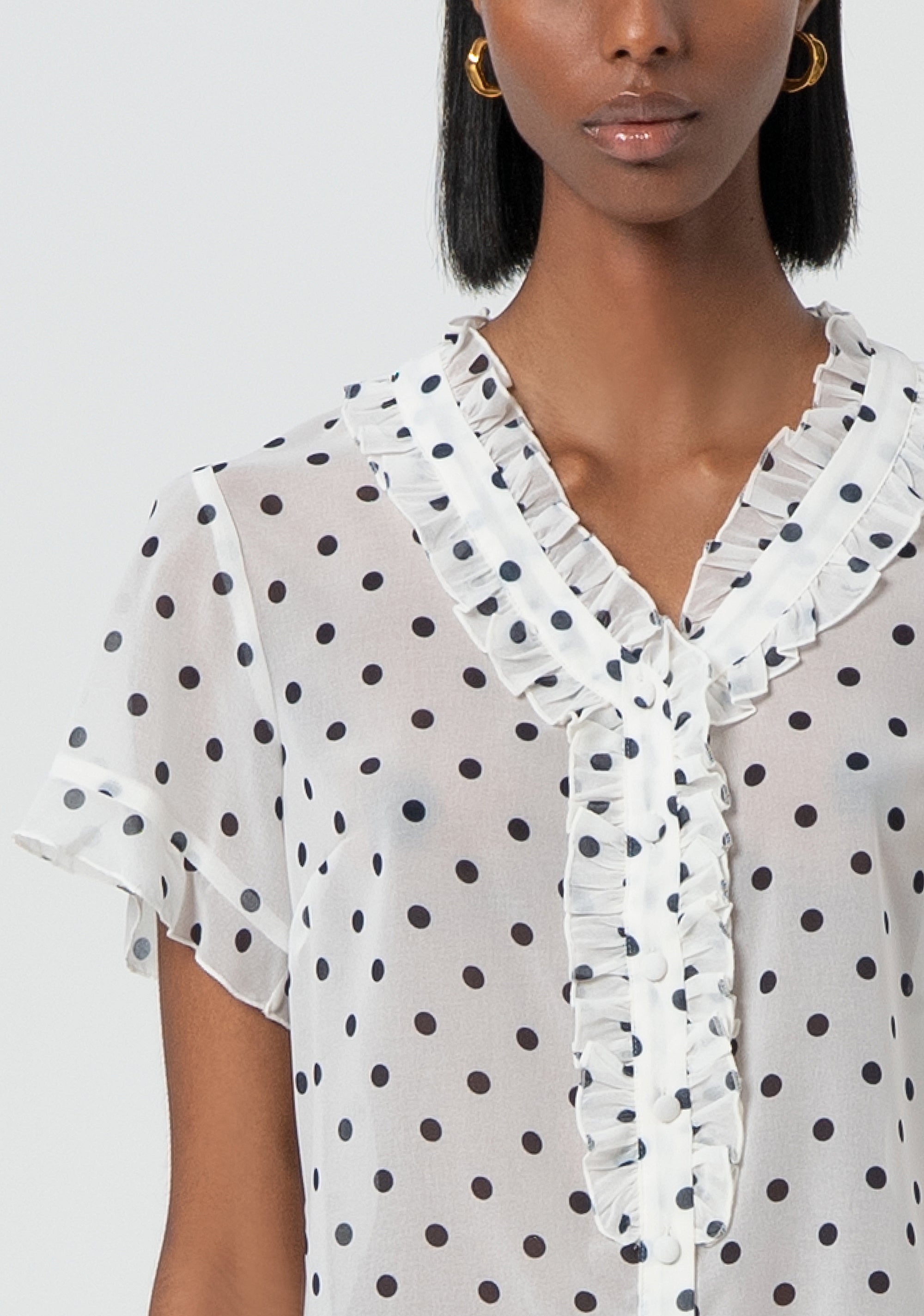 Blouse regular fit made in georgette with polka dots pattern Fracomina FR25ST6016W412D2-A52-2