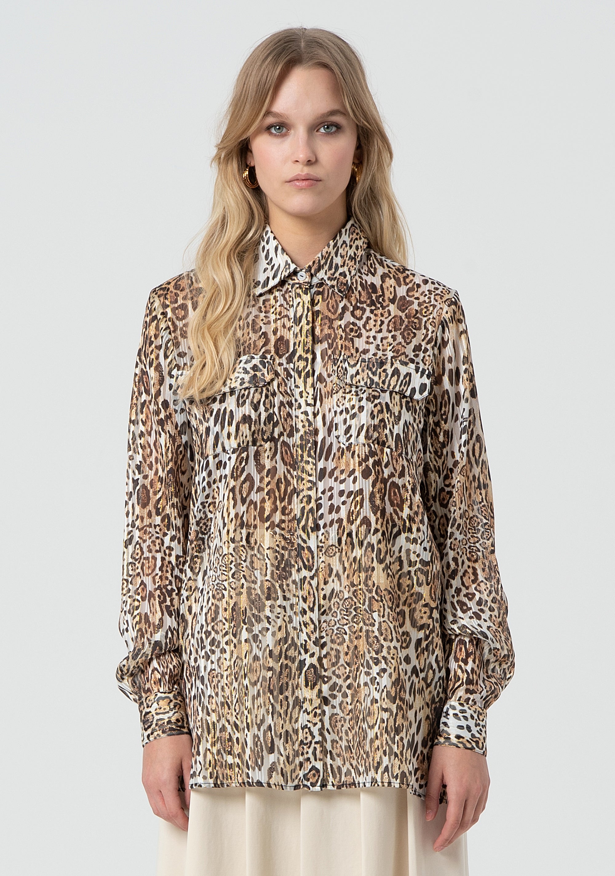 Blouse regular fit made in georgette with animalier print FR25ST6018W777J8-388 Fracomina