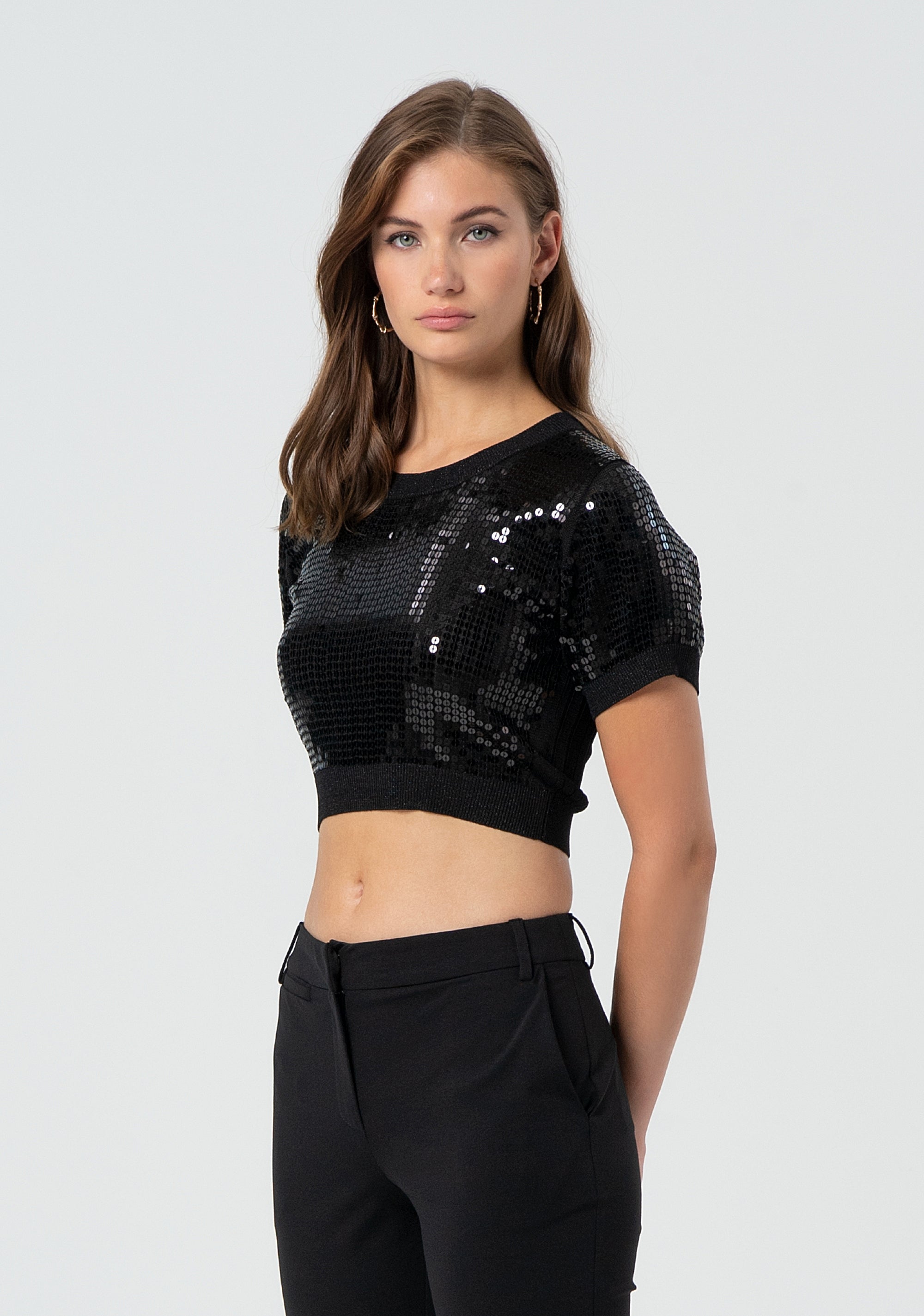 Knitwear cropped with sequins Fracomina FR25ST7009K546N6-R03-3