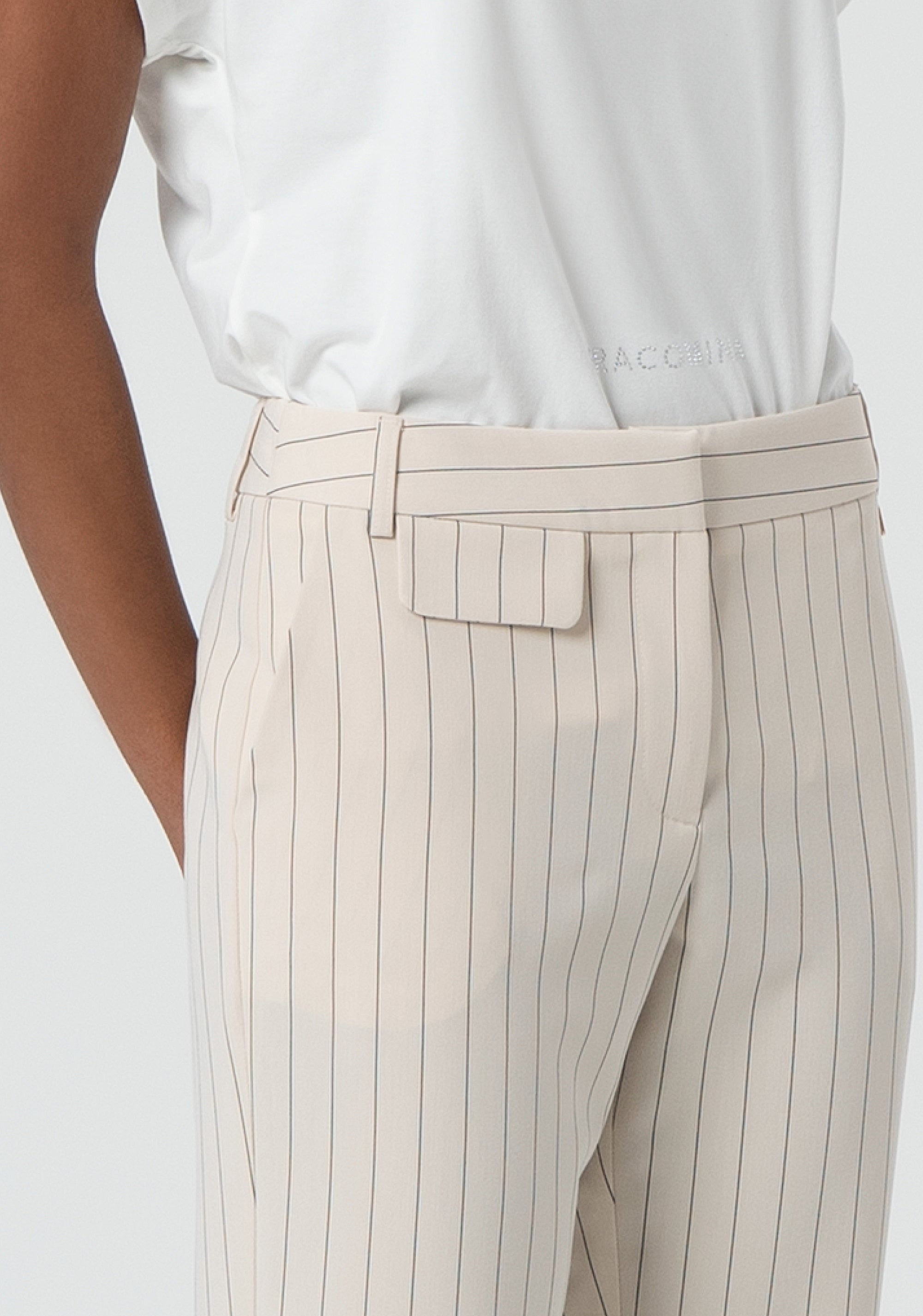 Straight leg pant made in pinstriped fabric Fracomina FR25SV4006W761D4-108-2