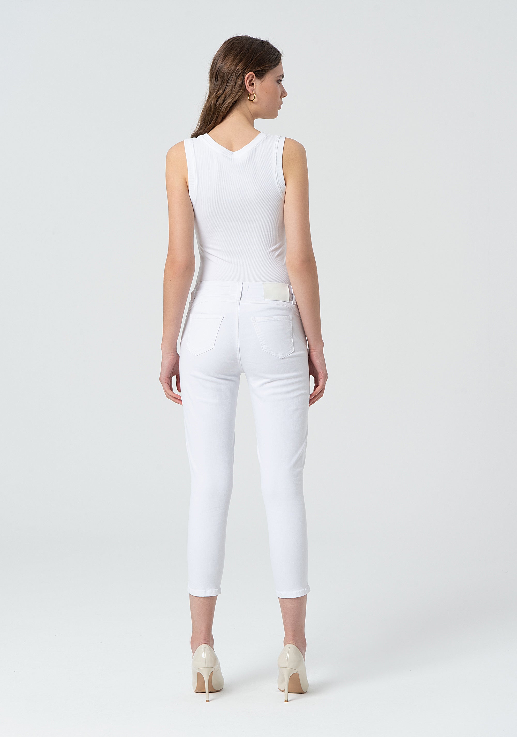 Pant cropped with push-up effect made in bull with embroideries Fracomina FR25SV9002W615E5-278-4