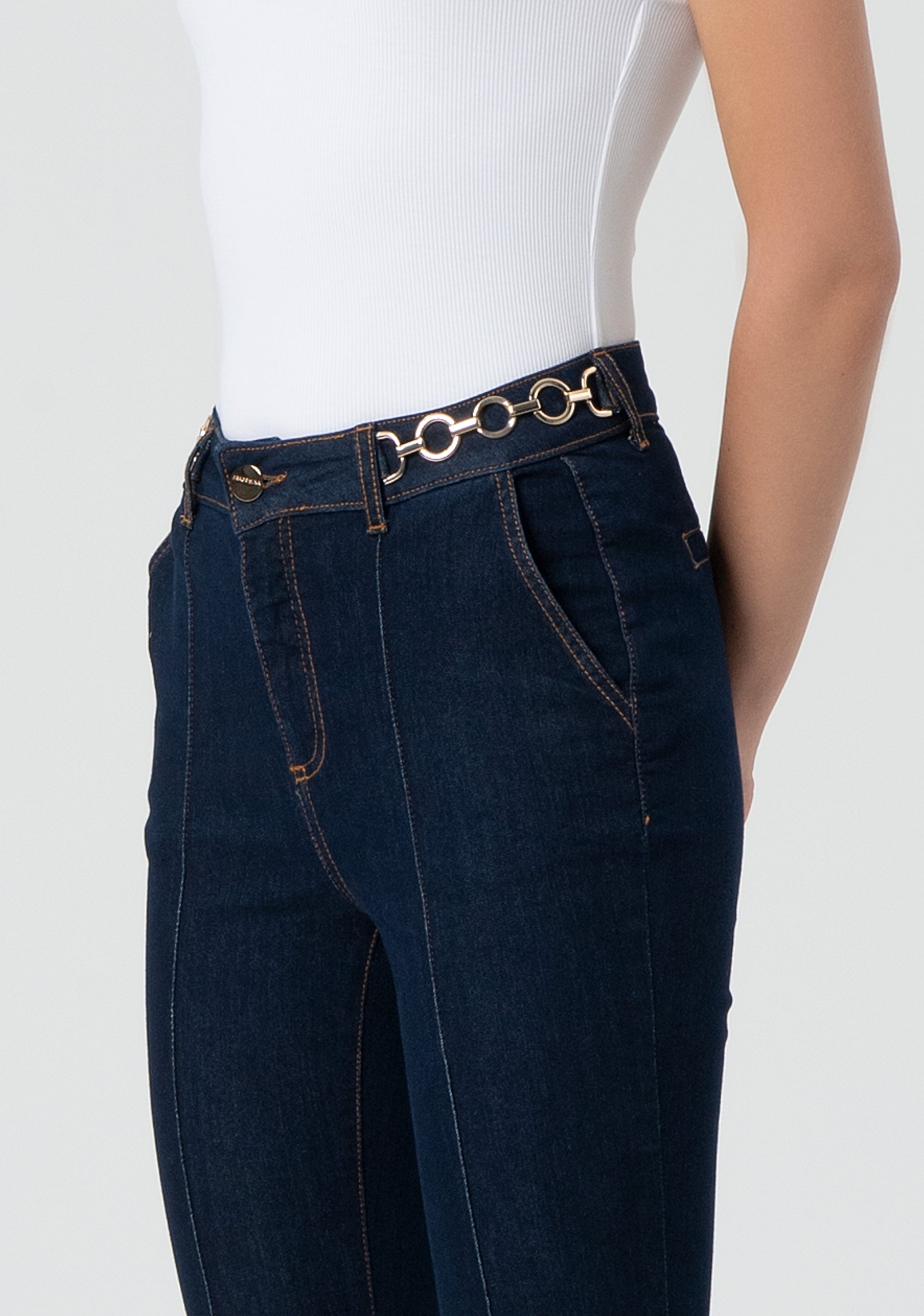 Jeans cropped made in denim with dark wash Fracomina FR25SV9009D46093-L23-2