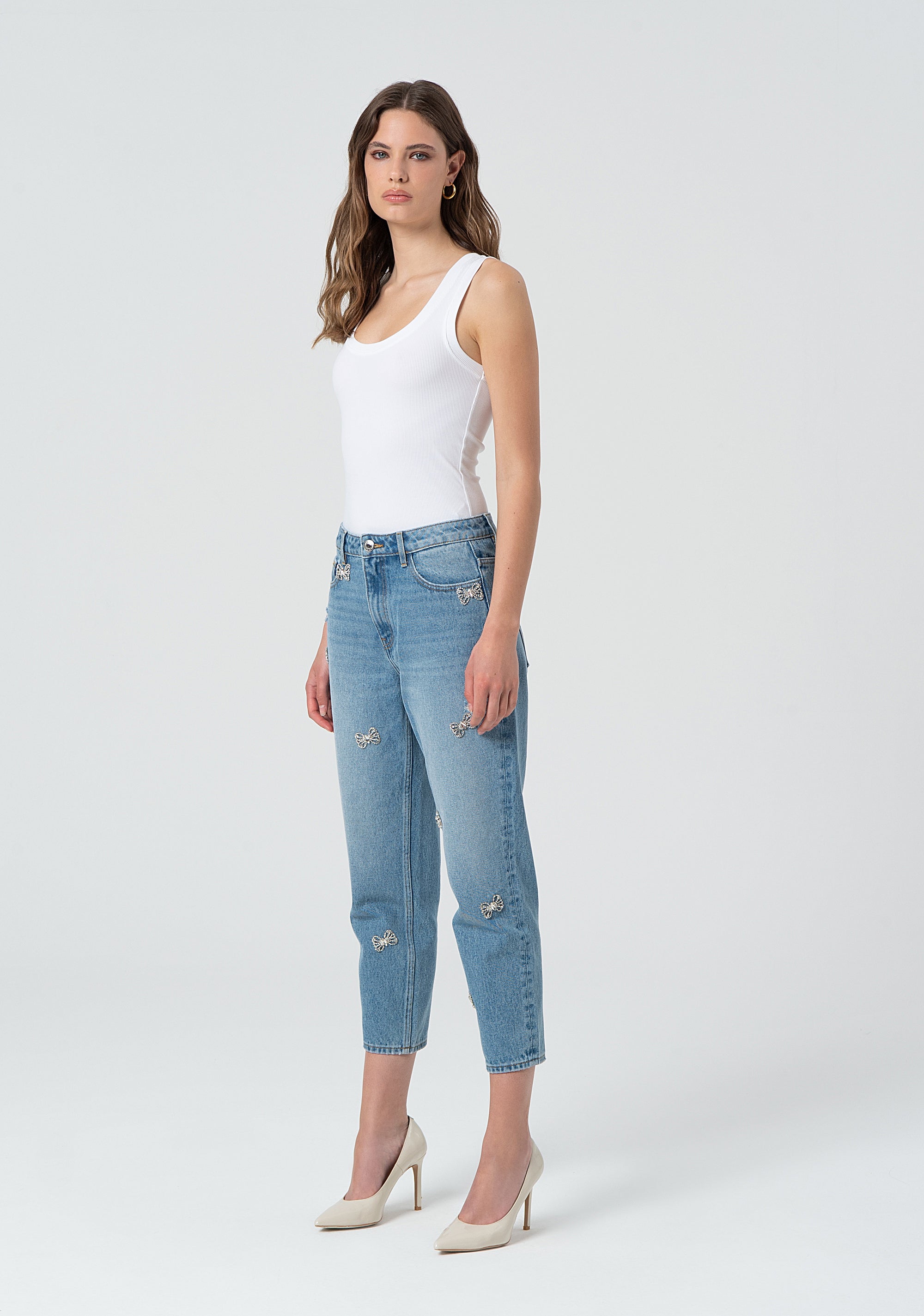 Jeans carrot mom fit made in denim with middle wash Fracomina FR25SVD005D41903-062-3