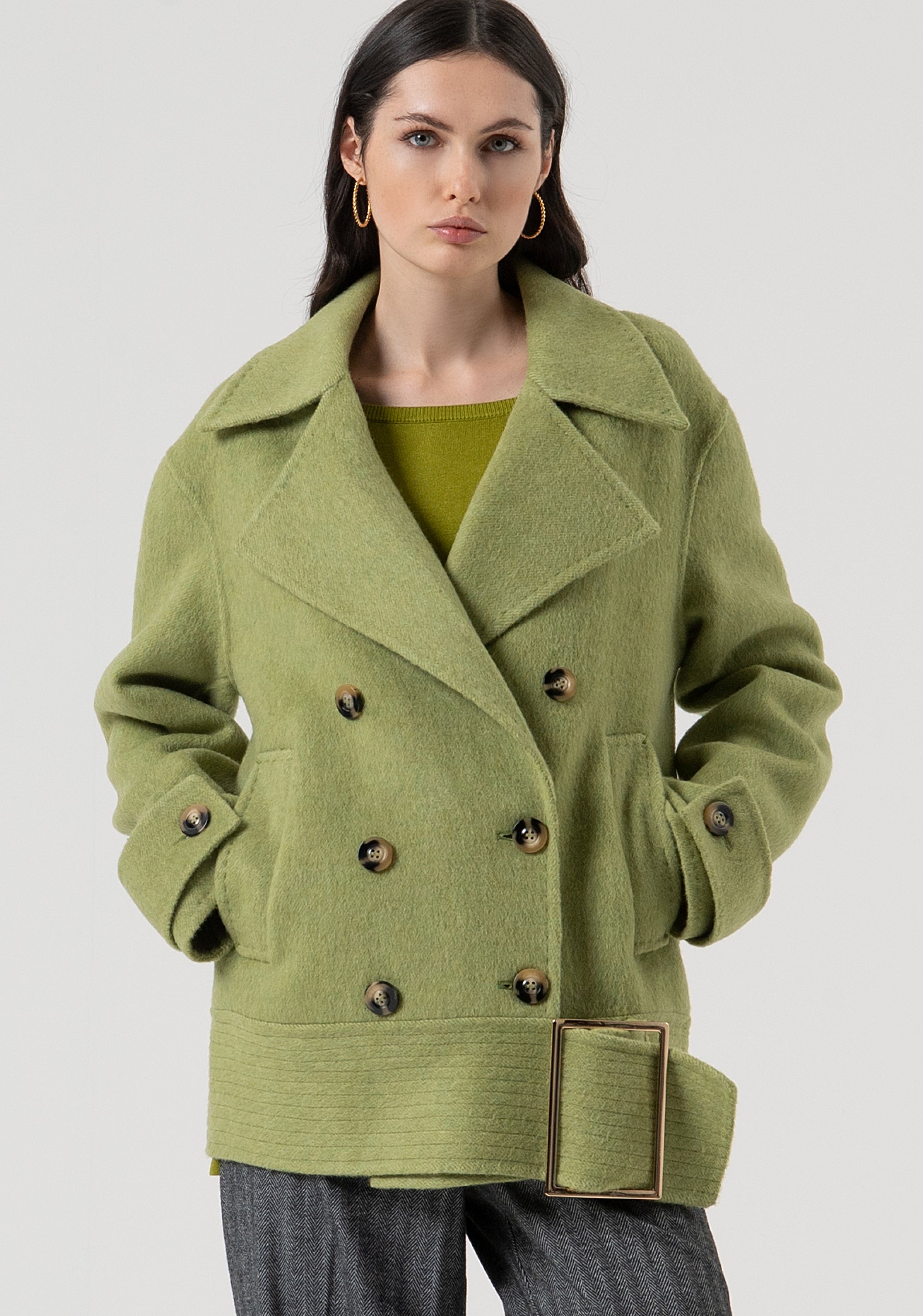 Caban coat over fit made in bouclè wool Fracomina FR25WC1003W80201-T52-1