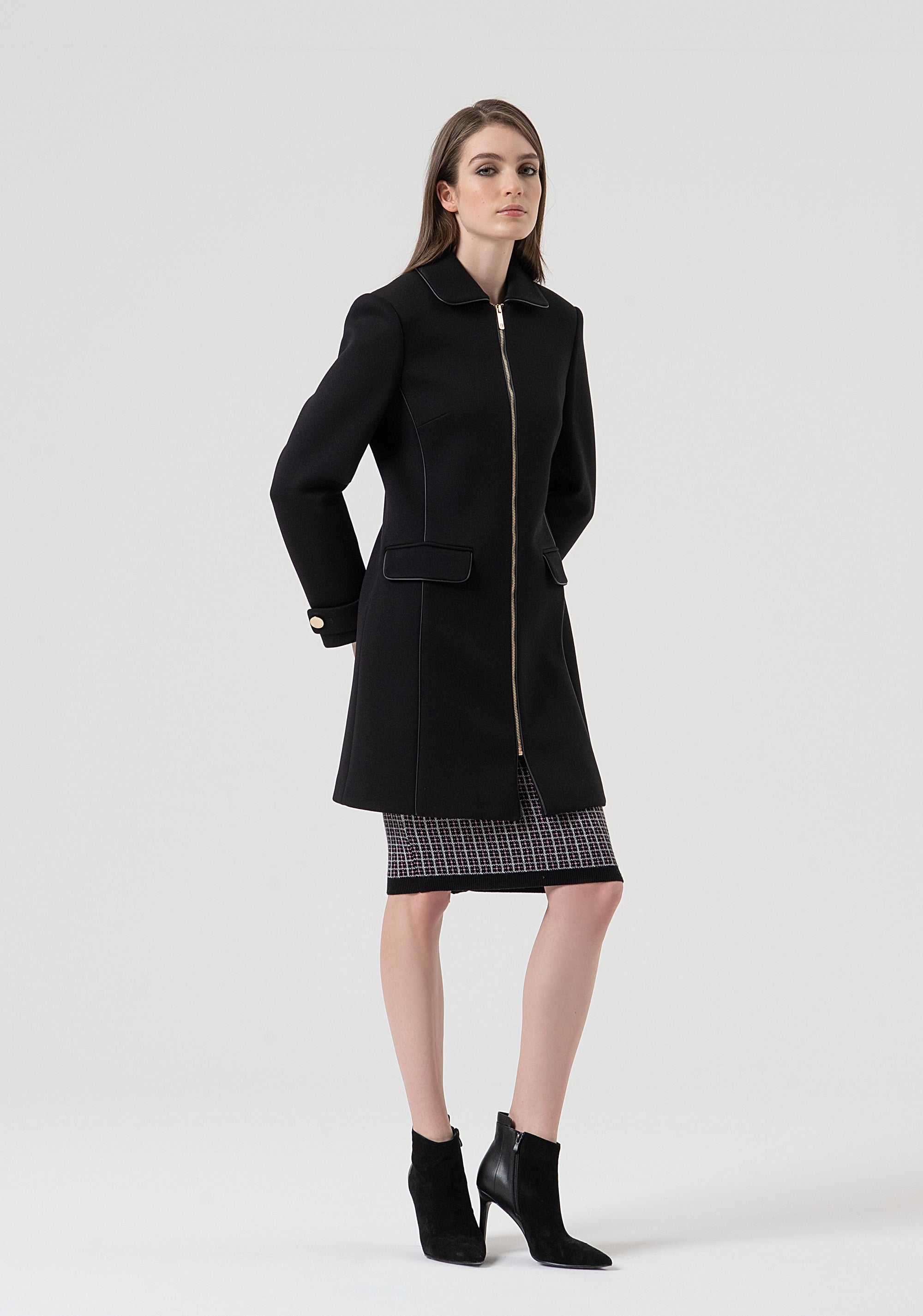 Coat slim fit with central zip for opening Fracomina FR25WC1006W809W4-053-3