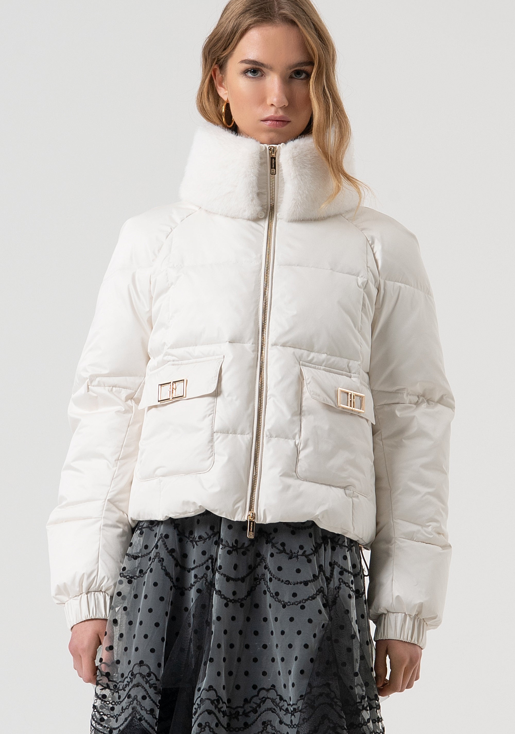 Padded jacket over fit with central zip for opening Fracomina FR25WC3005O42301-108-1
