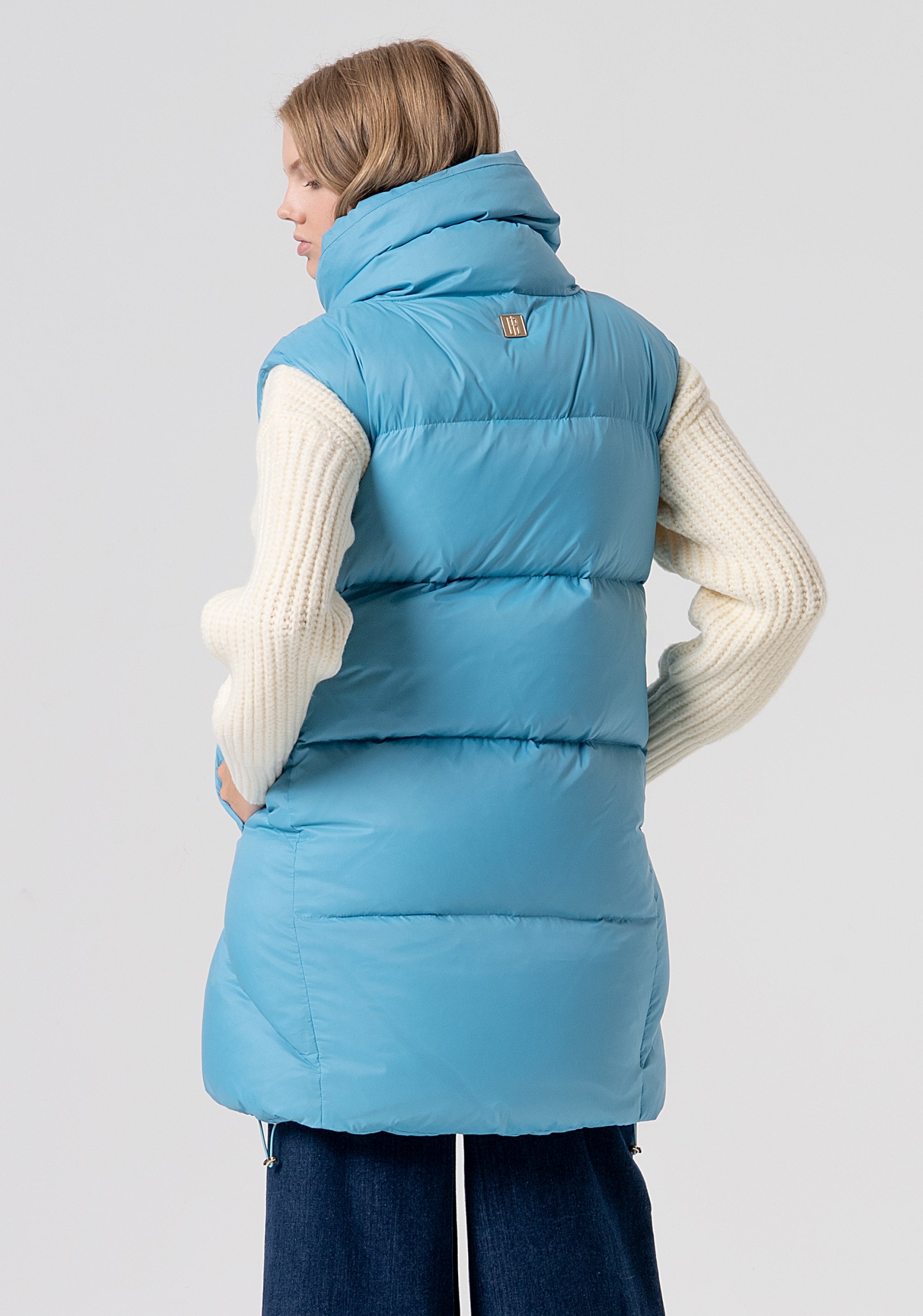 Oversized Puffer Vest with Draped Collar Fracomina FR25WC3006O46601-T57-3