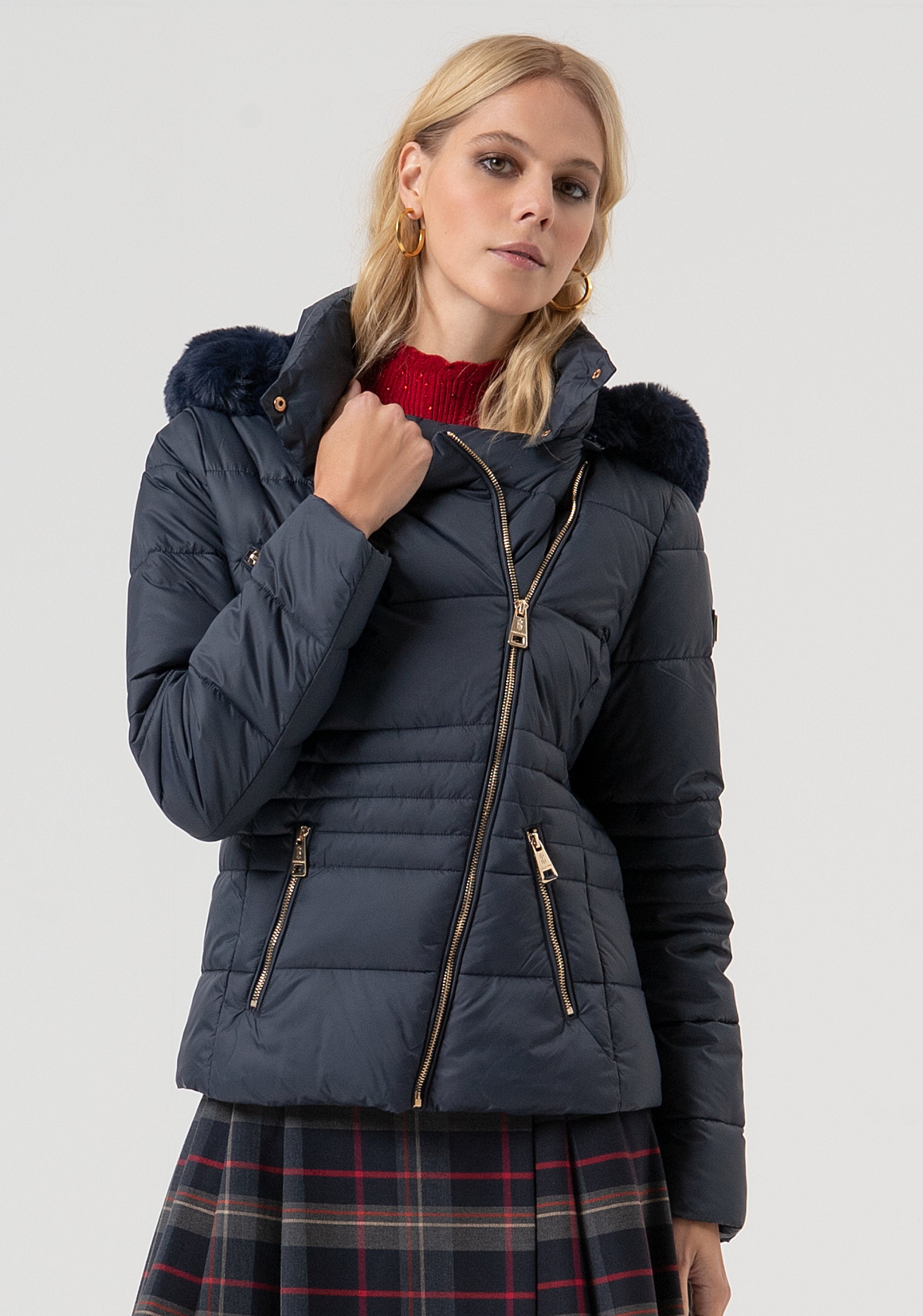 Padded jacket slim fit with hood Fracomina FR25WC3010O45801-117-1