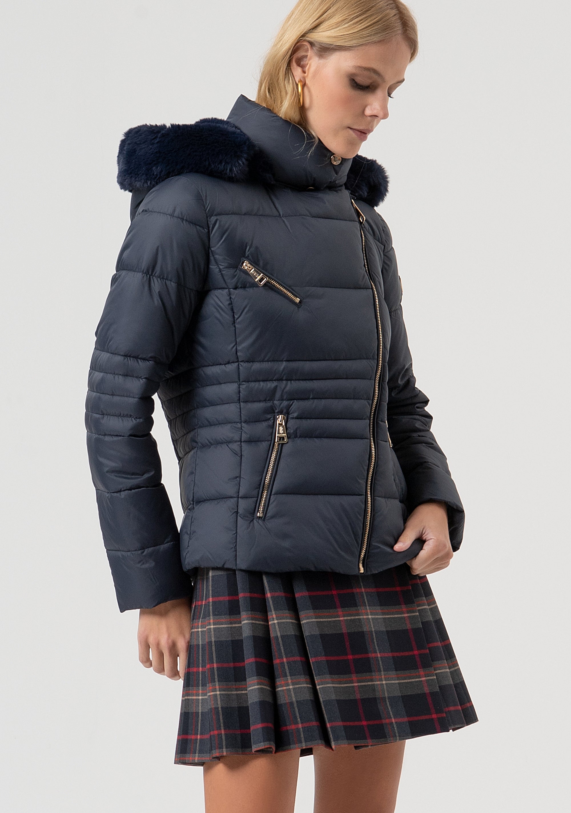 Padded jacket slim fit with hood Fracomina FR25WC3010O45801-117-3