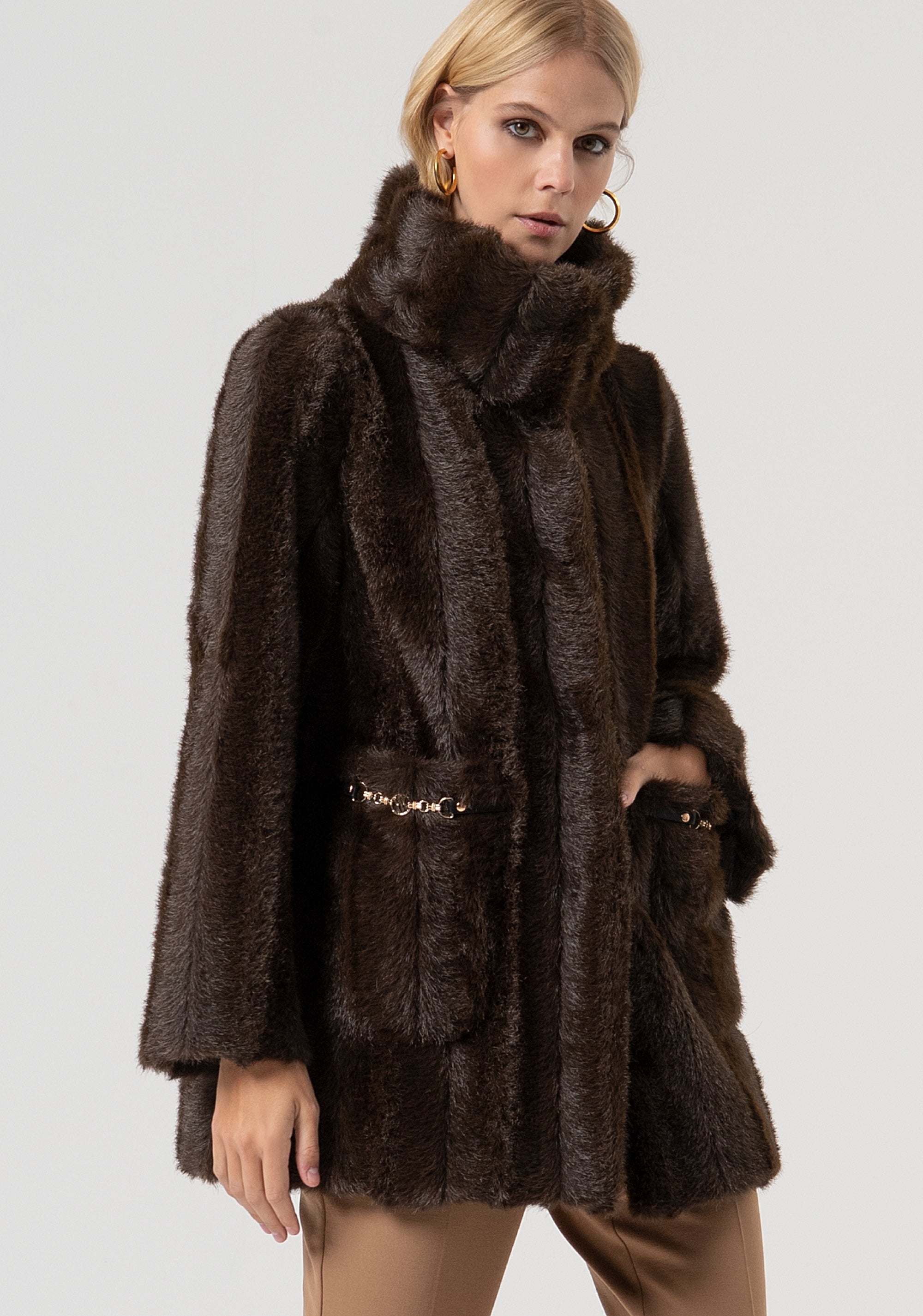 Long jacket loose fit Fracomina FR25WC4002O44501-397-3