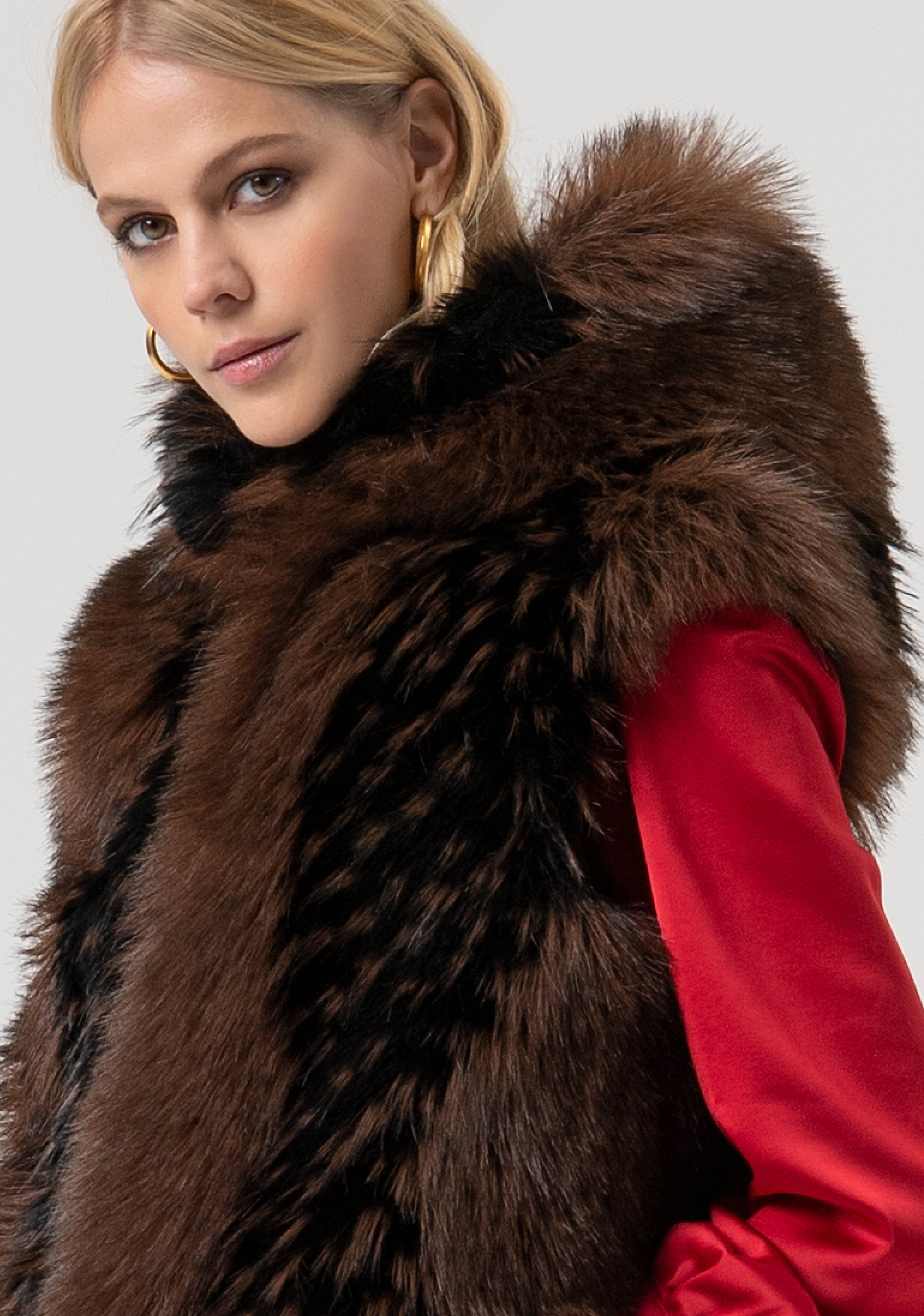 Long sleeveless jacket regular fit with hood Fracomina FR25WC4006O44501-091-3