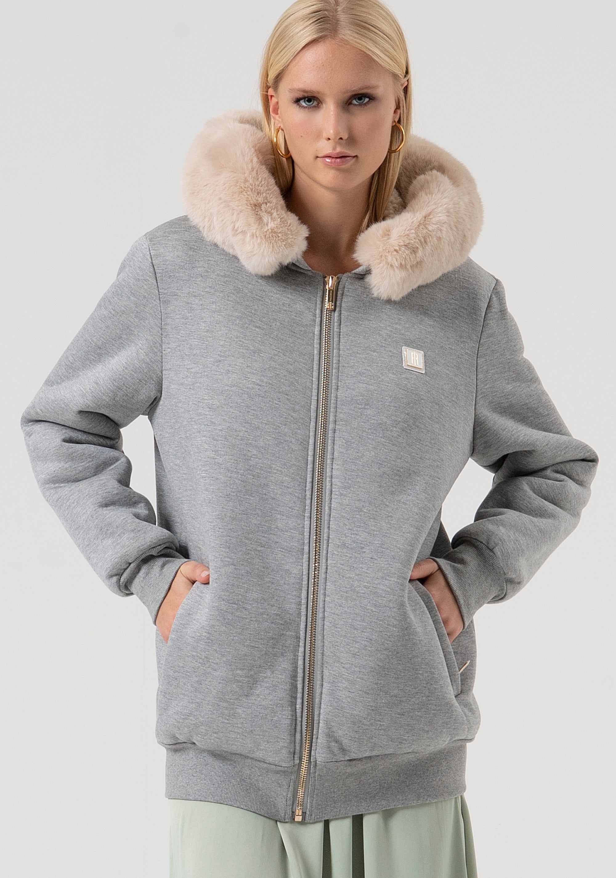 Padded sweater over fit with hood Fracomina FR25WC6001F42901-T04-1