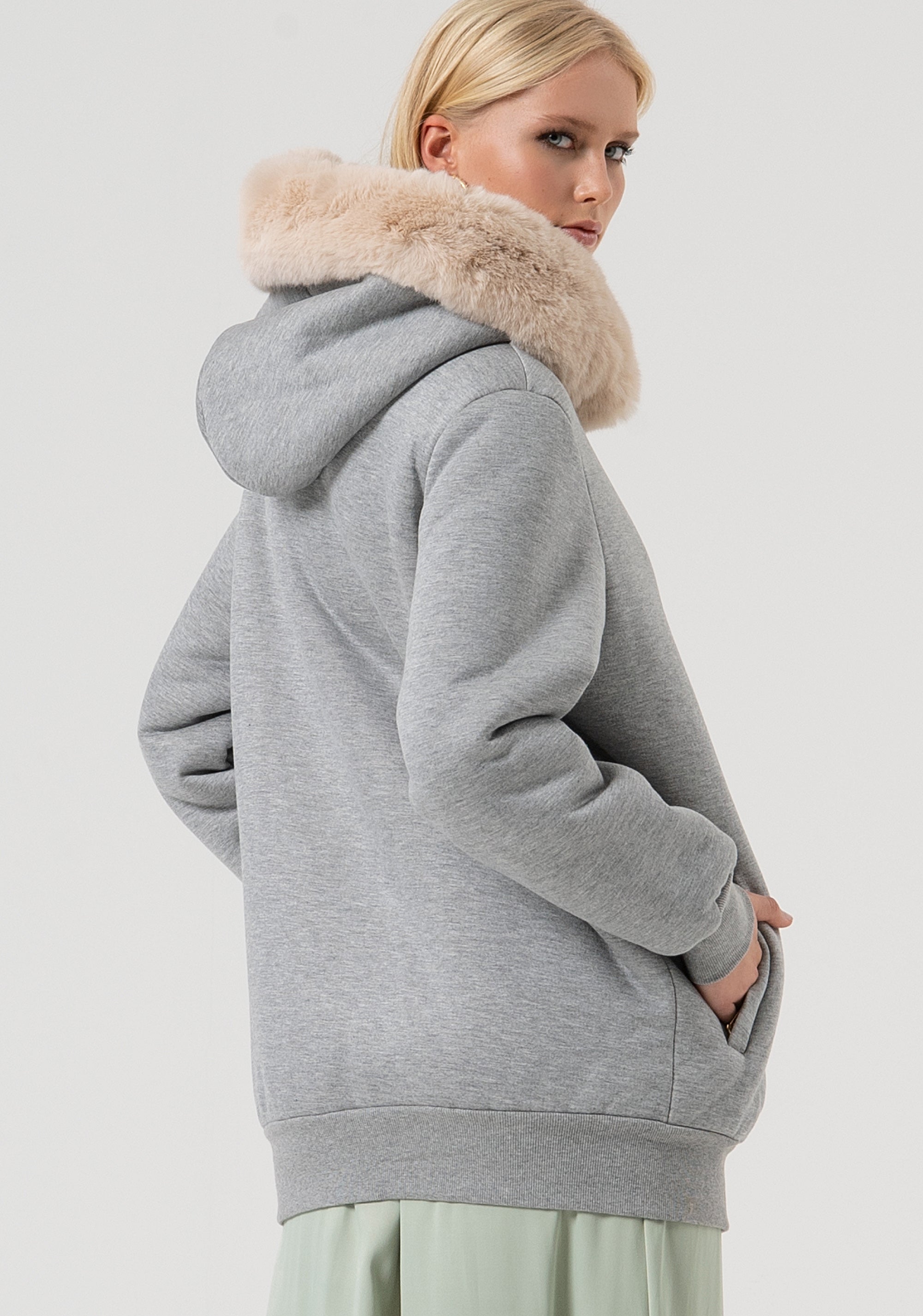 Padded sweater over fit with hood Fracomina FR25WC6001F42901-T04-3
