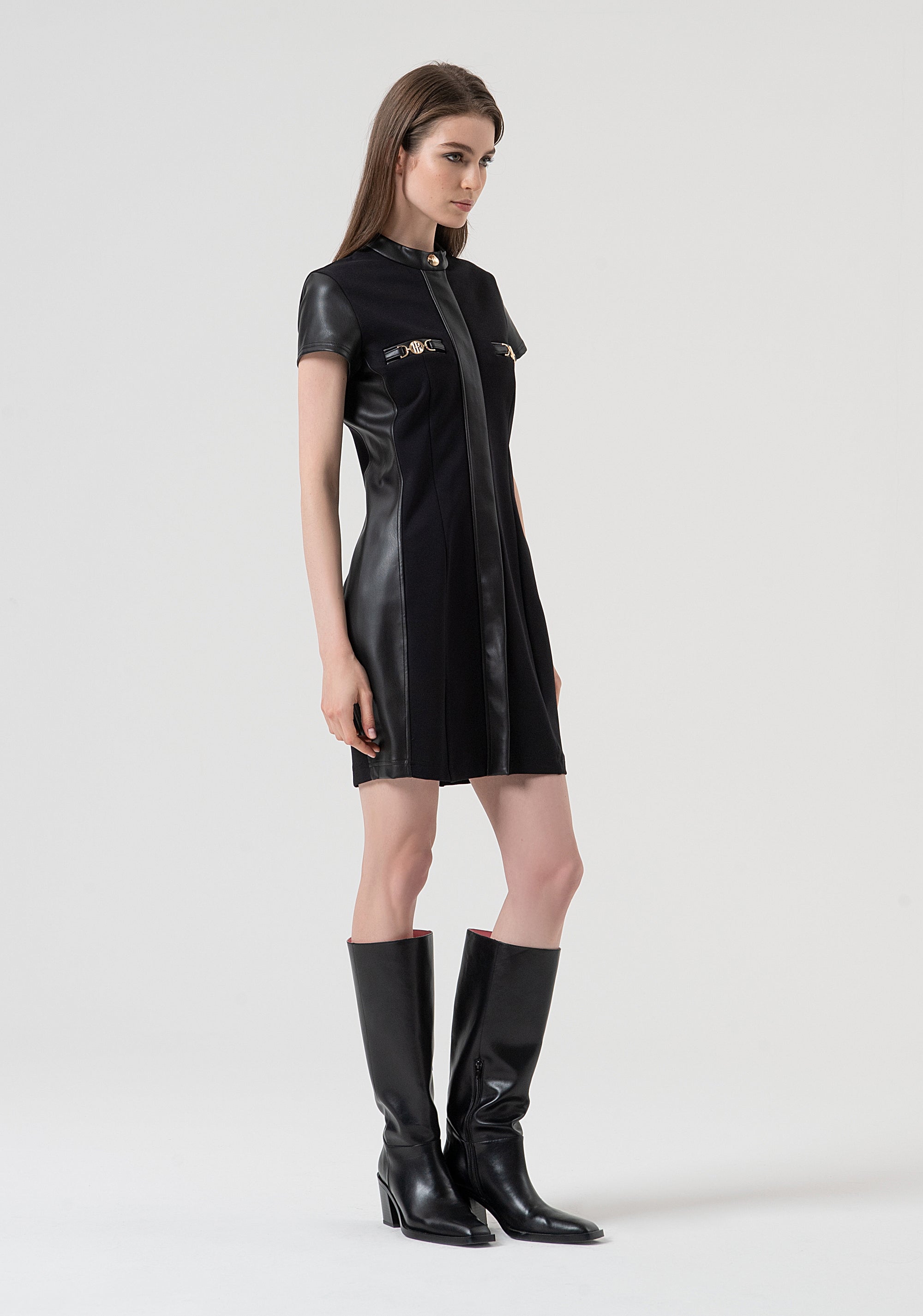 Mini dress slim fit made in mixed fabric Fracomina FR25WD1003W78001-053-3
