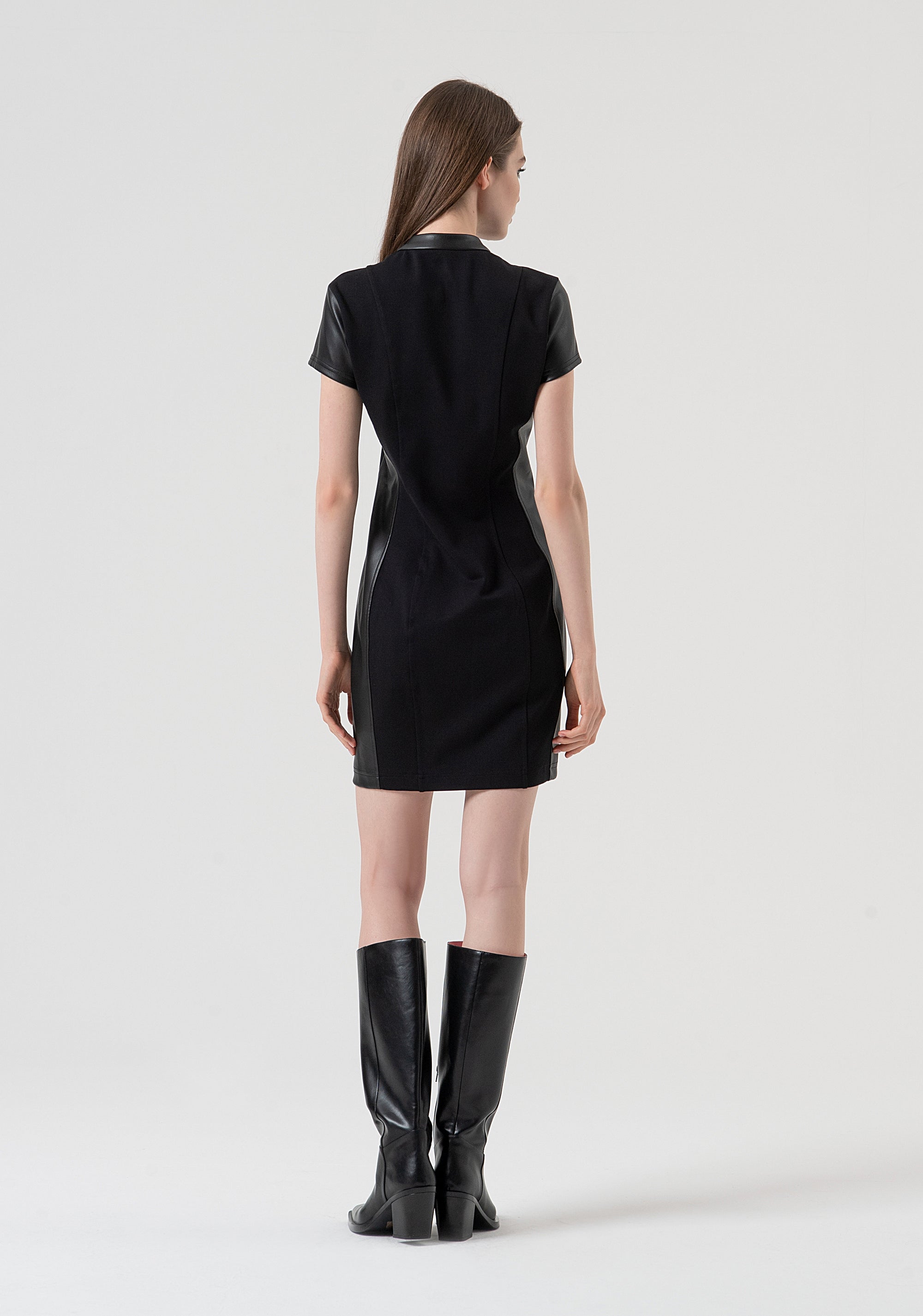 Mini dress slim fit made in mixed fabric Fracomina FR25WD1003W78001-053-4