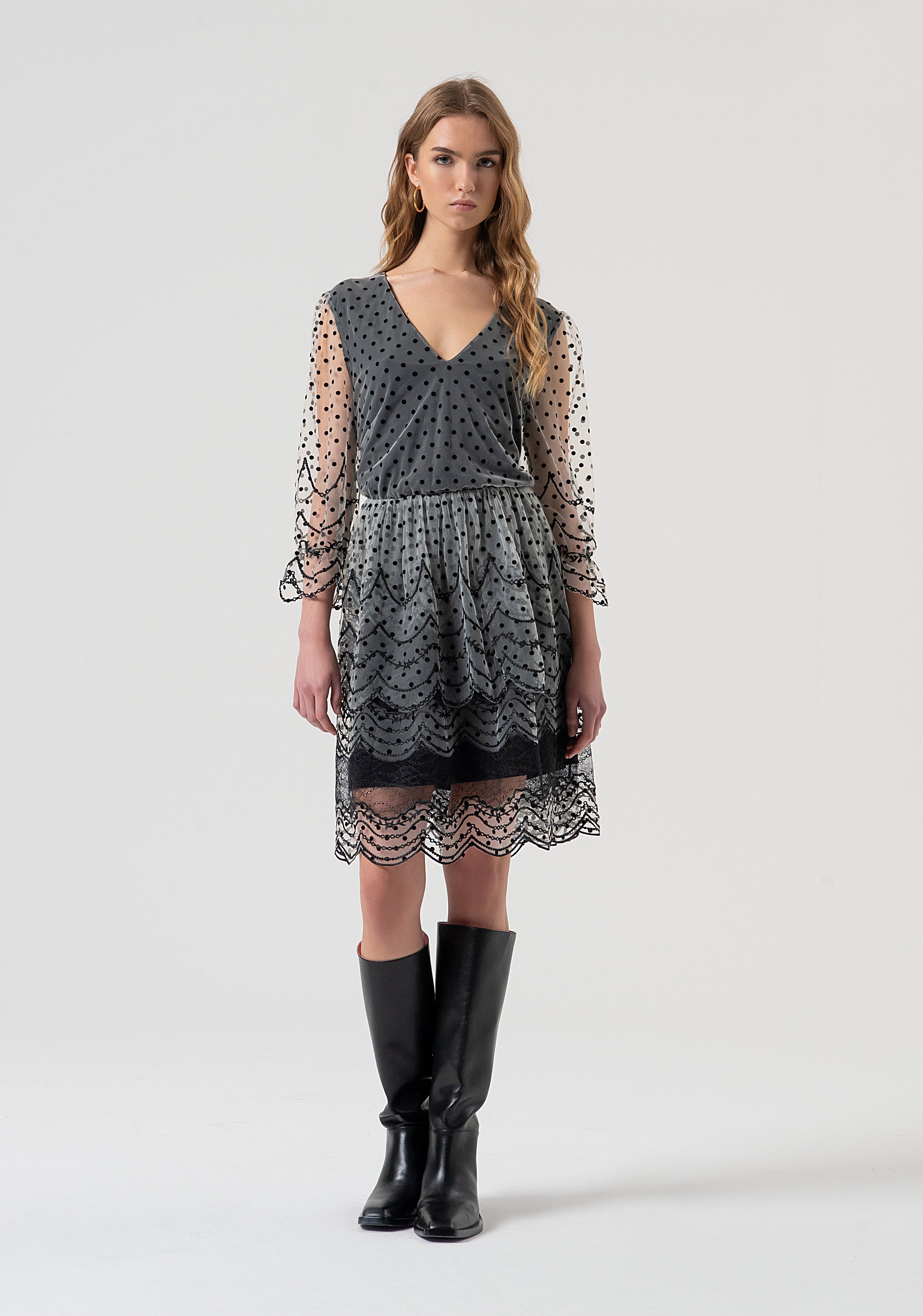 Mini dress regular fit with polka dots pattern Fracomina FR25WD1017W406G1-053-1