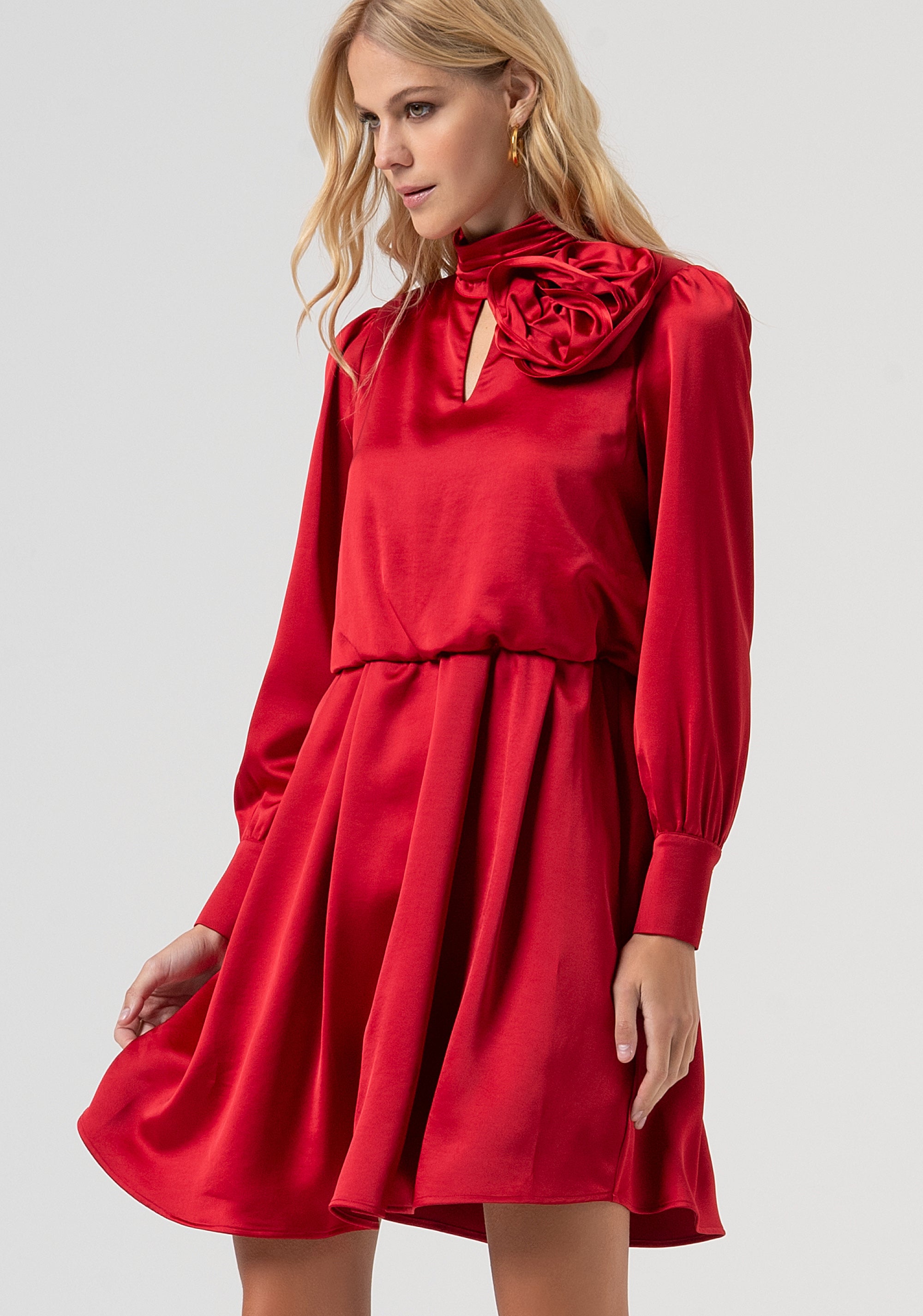 Dress regular fit made in satin Fracomina FR25WD1018W41101-T51-3