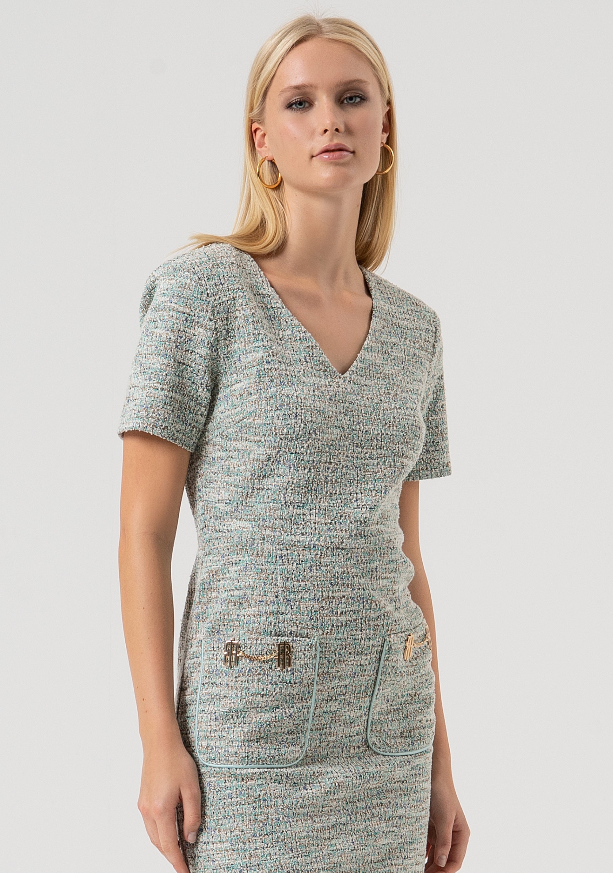 Mini dress slim fit made in tweed Fracomina FR25WD2003W814S9-210-2