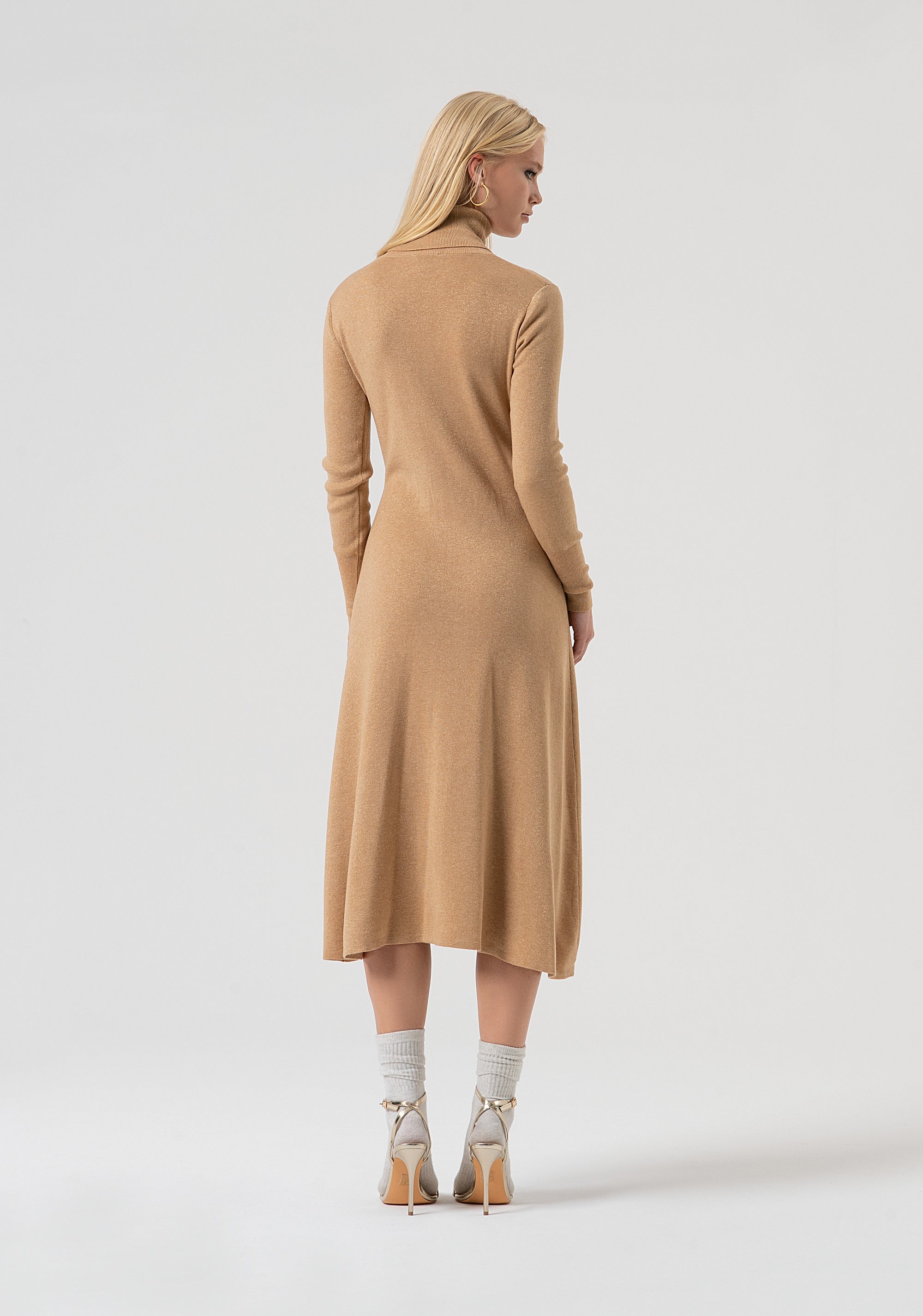 Knitted dress flared middle length made with wool and lurex Fracomina FR25WD5004K459Q7-S81-4