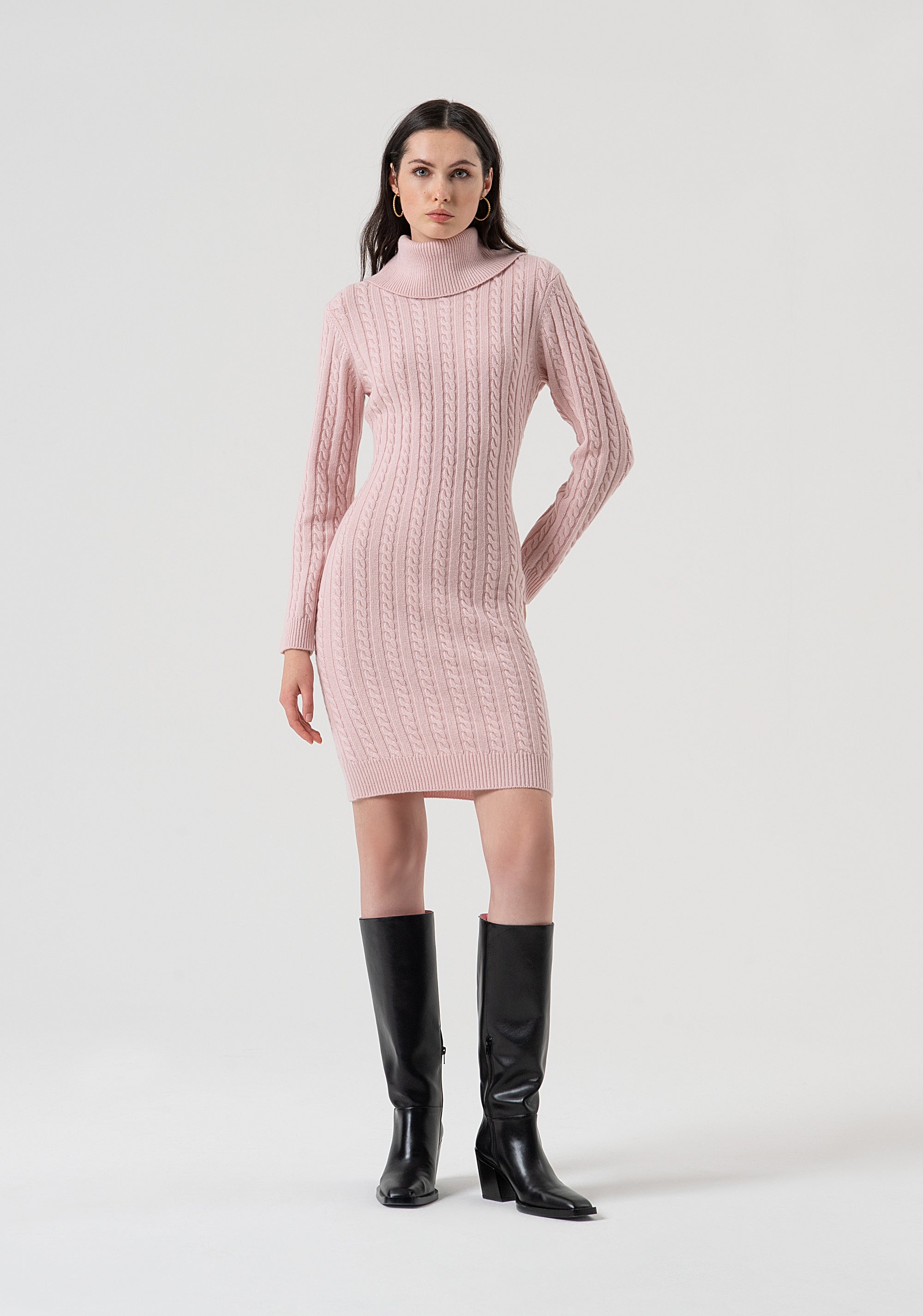 Mini knitted dress regular fit with plaits made in wool and cachemire Fracomina FR25WD5007K53201-Q93-1