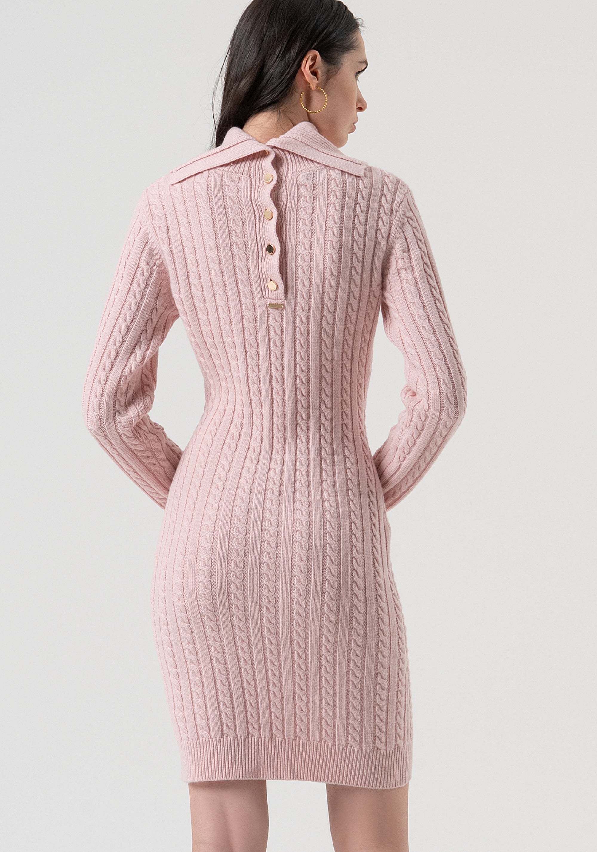 Mini knitted dress regular fit with plaits made in wool and cachemire Fracomina FR25WD5007K53201-Q93-4