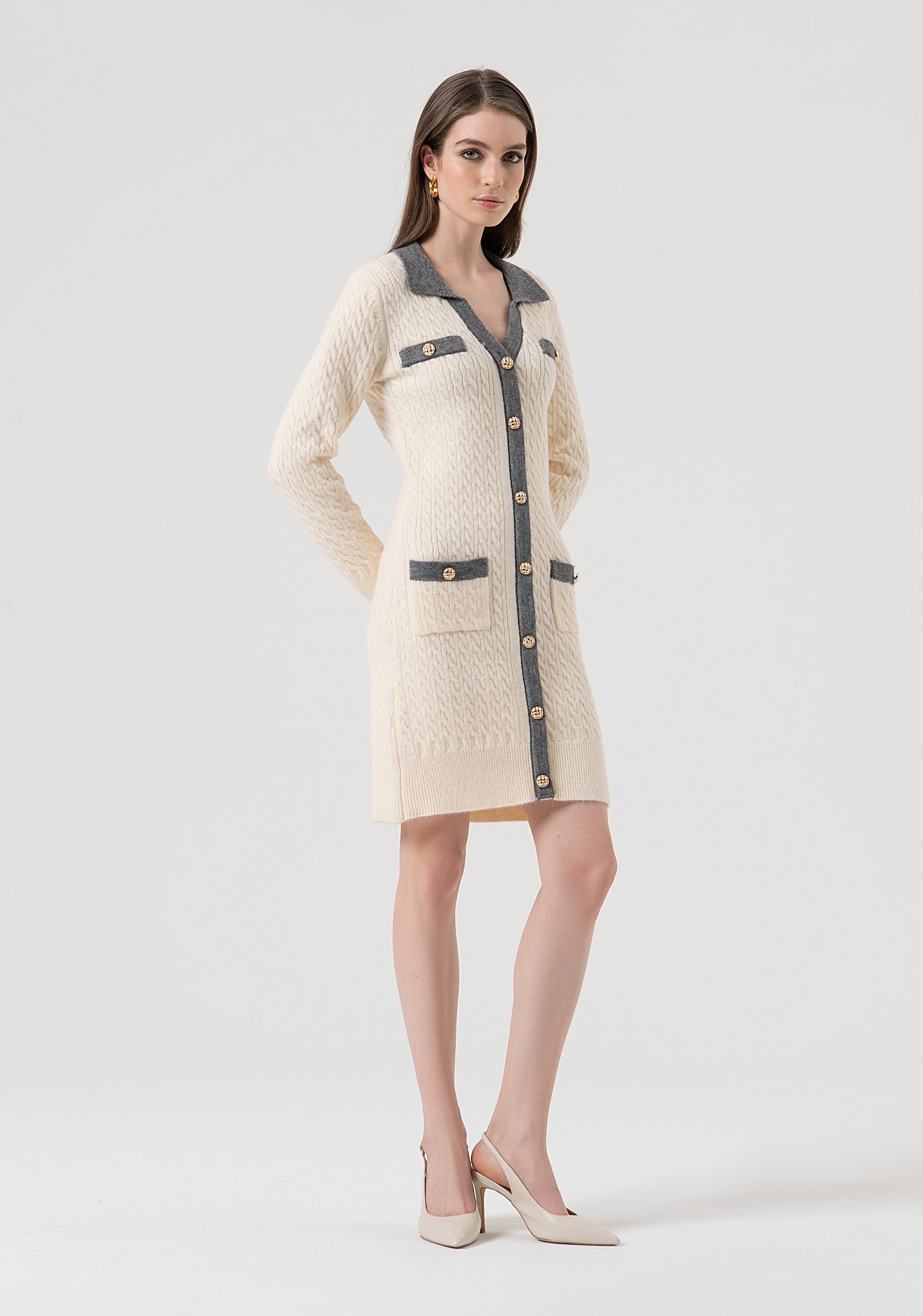 Mini knitted dress slim fit with plaits Fracomina FR25WD5009K55401-T56-3