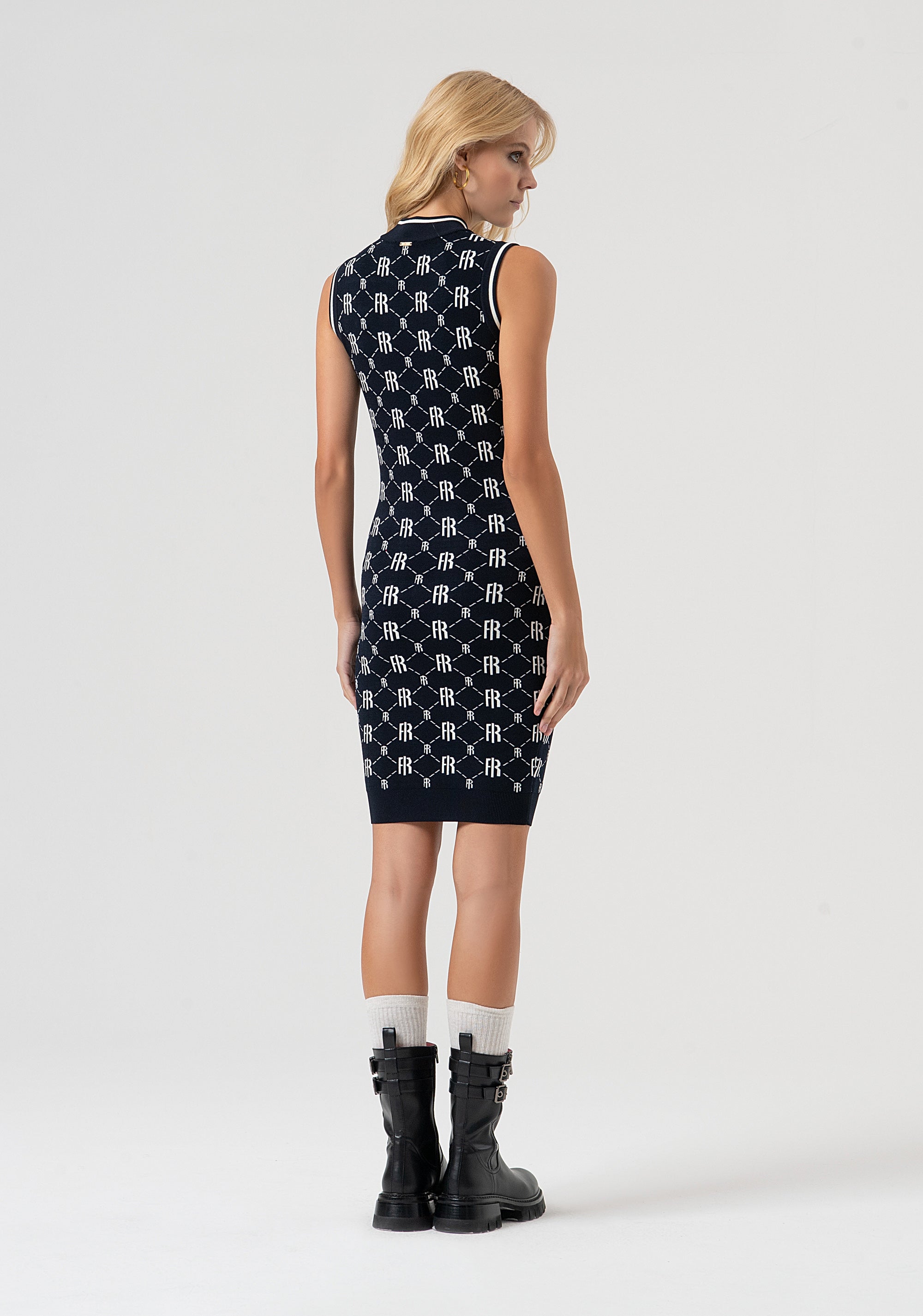 Mini knitted dress slim fit with jacquard effect logo Fracomina FR25WD5012K414F8-968-4