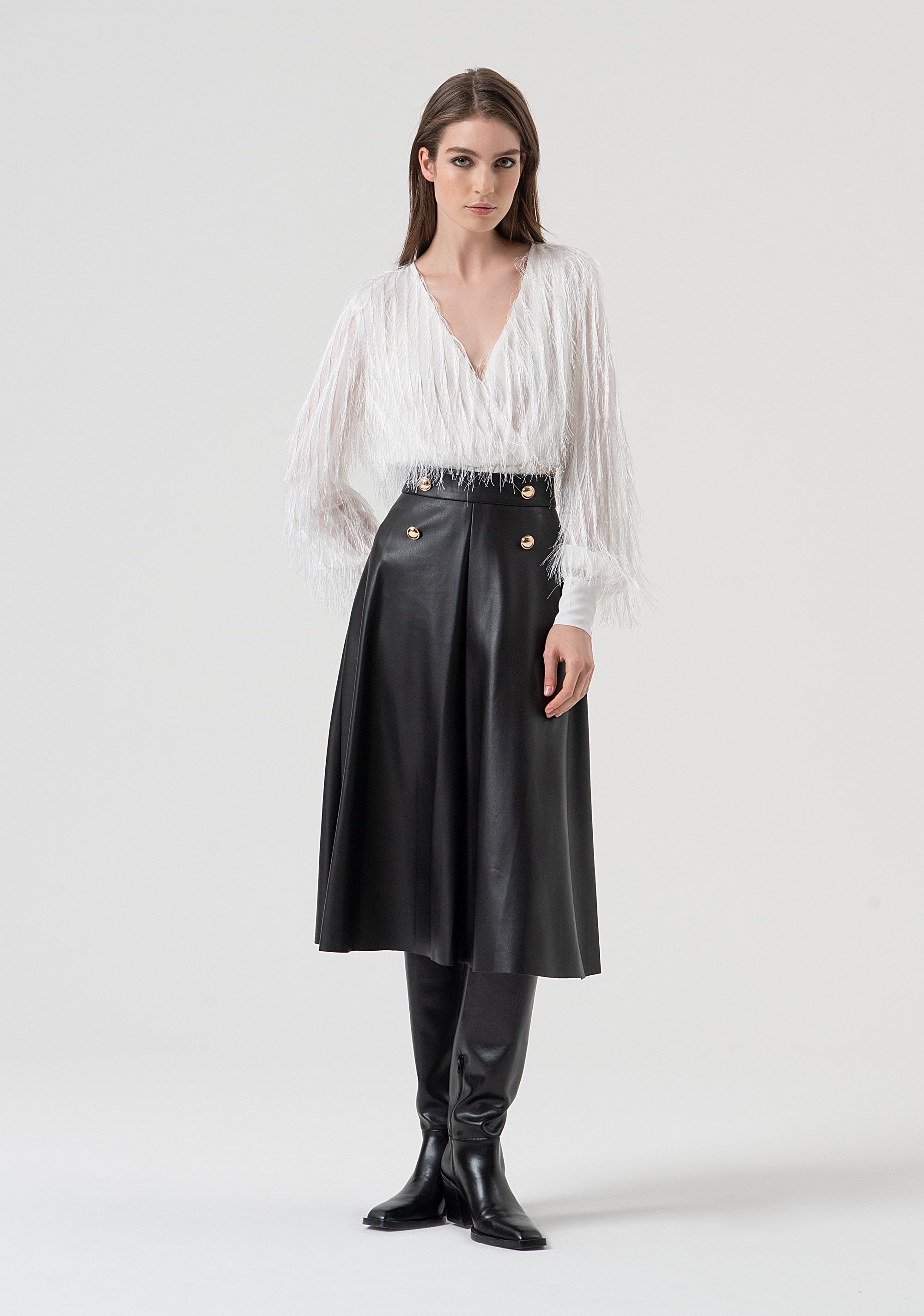 Skirt flared middle length with high waist Fracomina FR25WG3002P41101-053-1